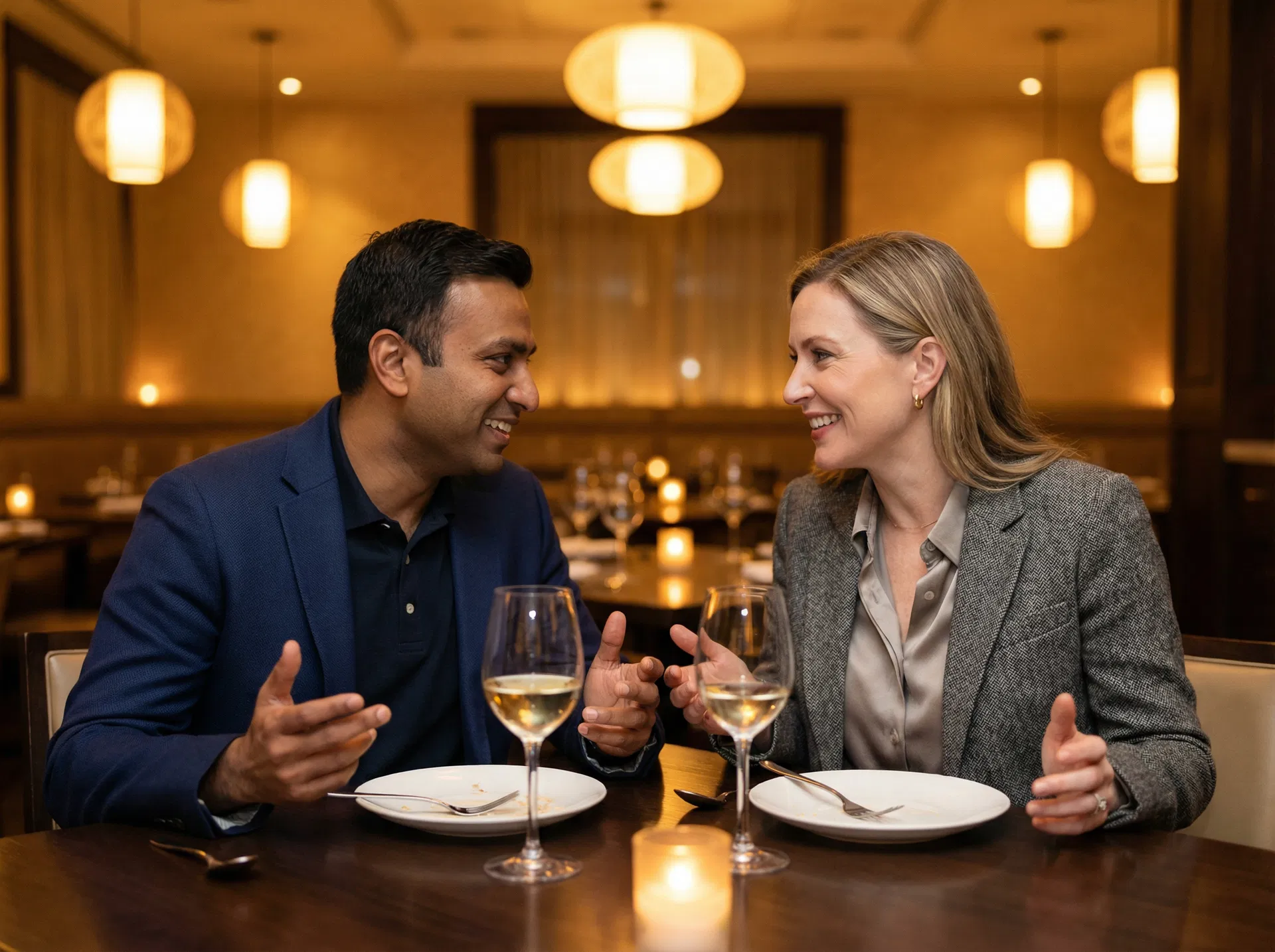 Executives building relationships at a Sales Dinner