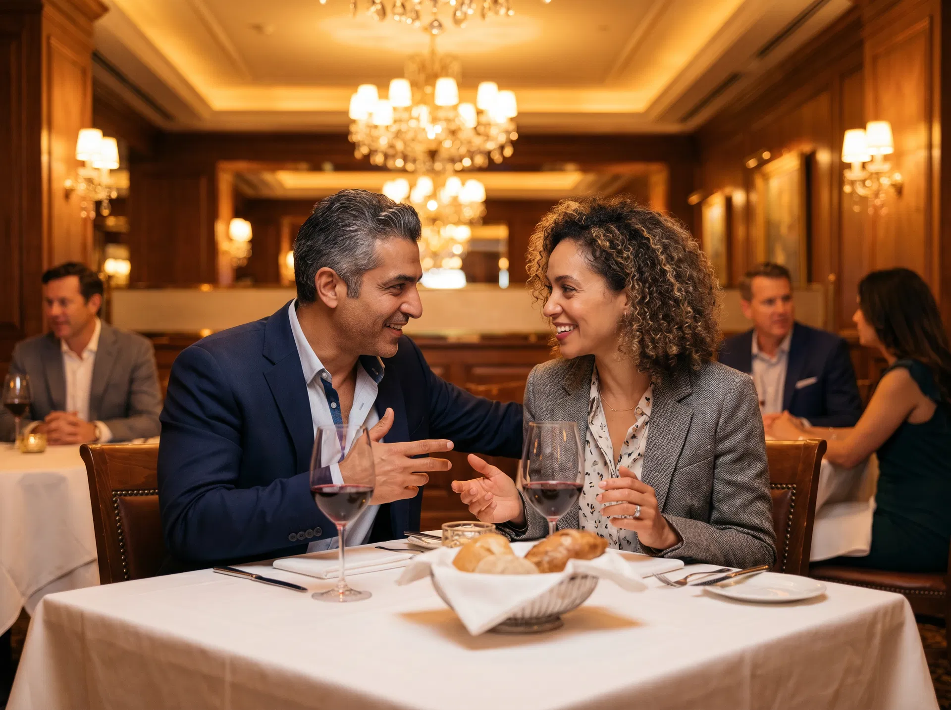 Executives building relationships at a Sales Dinner