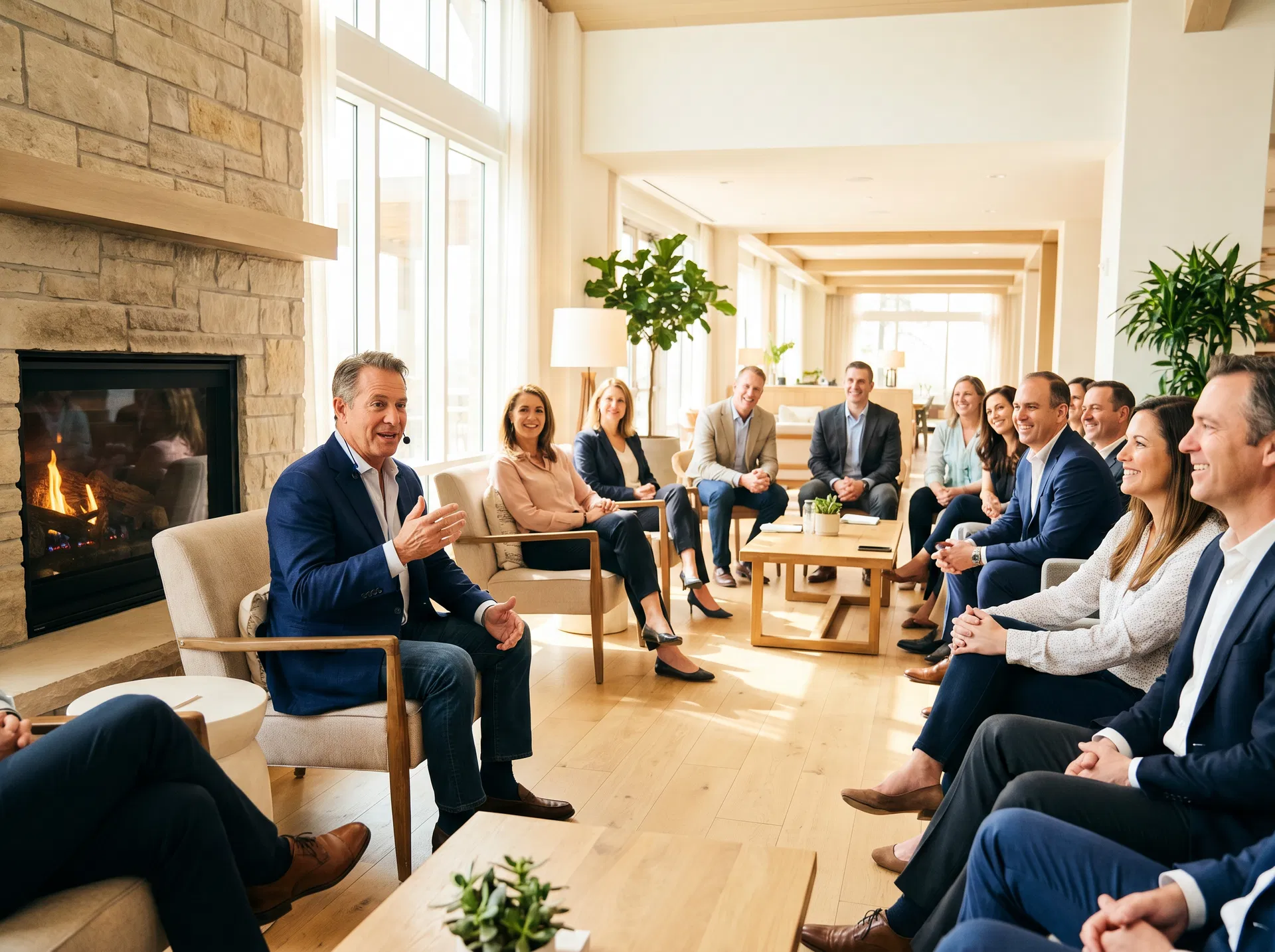 Headliner executive speaking at a fireside chat