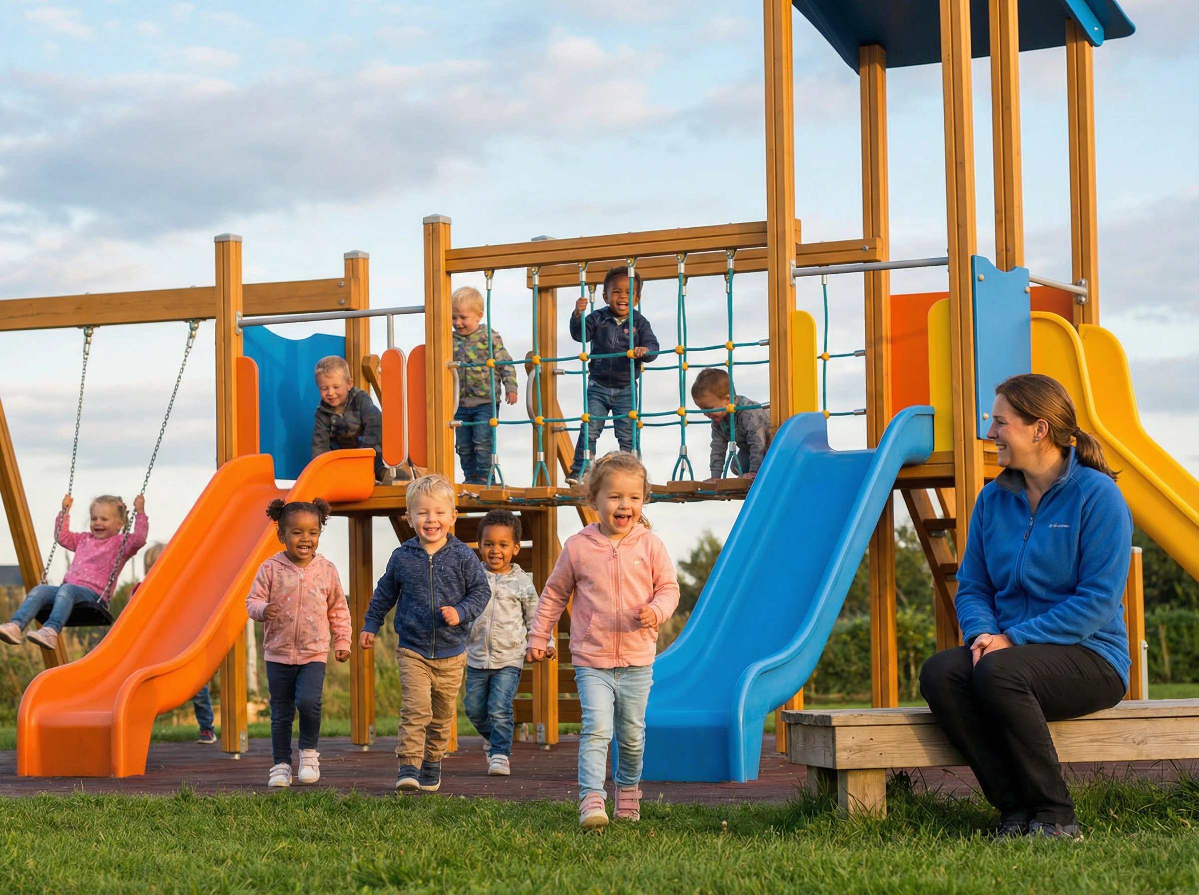 Children enjoying outdoor play activities at The Young and The Restless daycare
