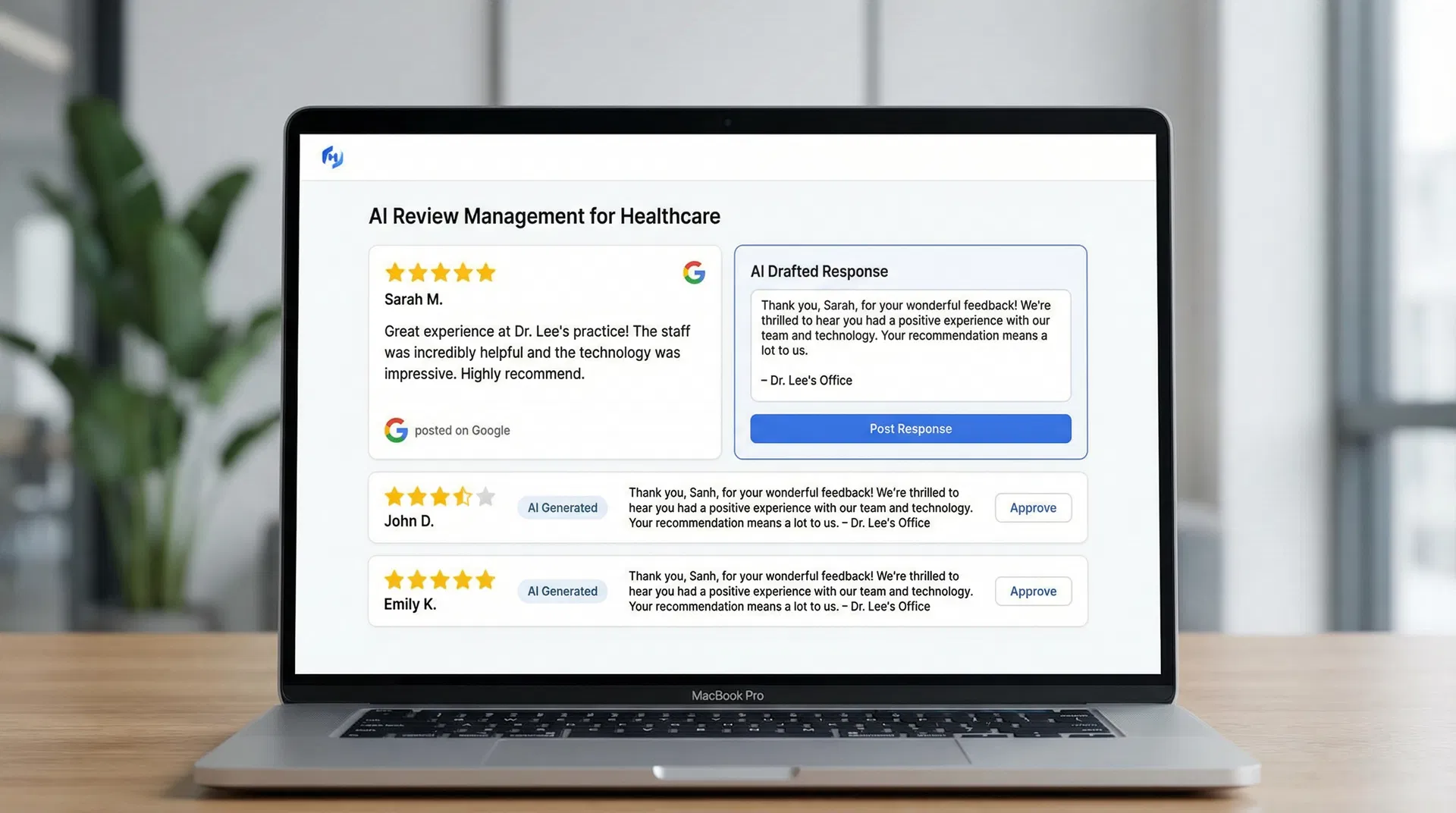 AI review response management on MacBook Pro