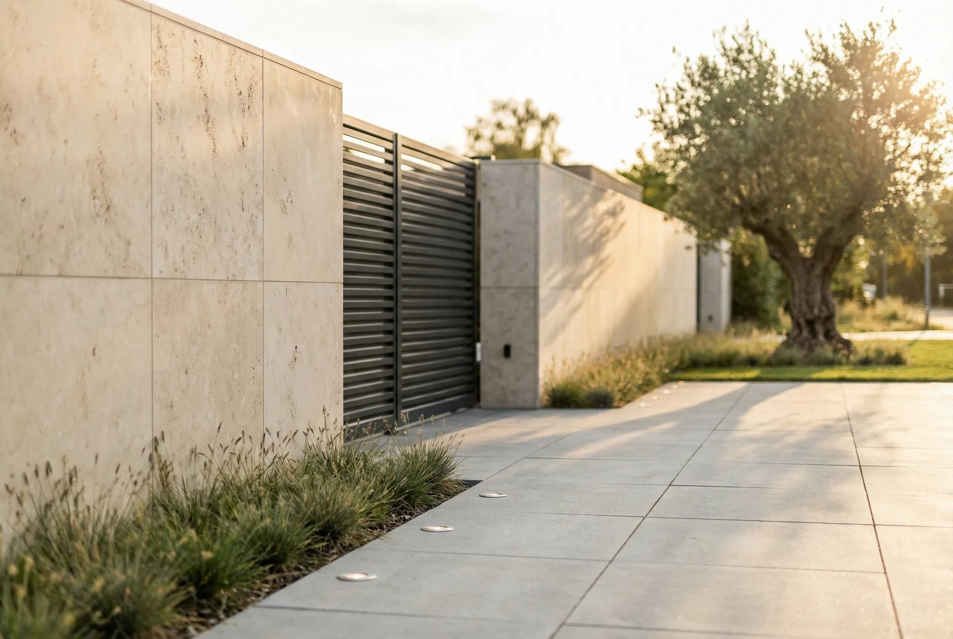 Repräsentative Einfahrt mit Natursteinpflaster