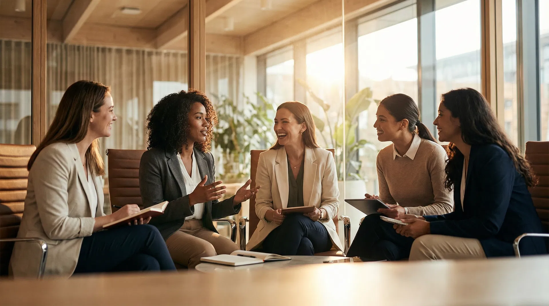 Circle of Icons - diverse professional women in a coaching circle