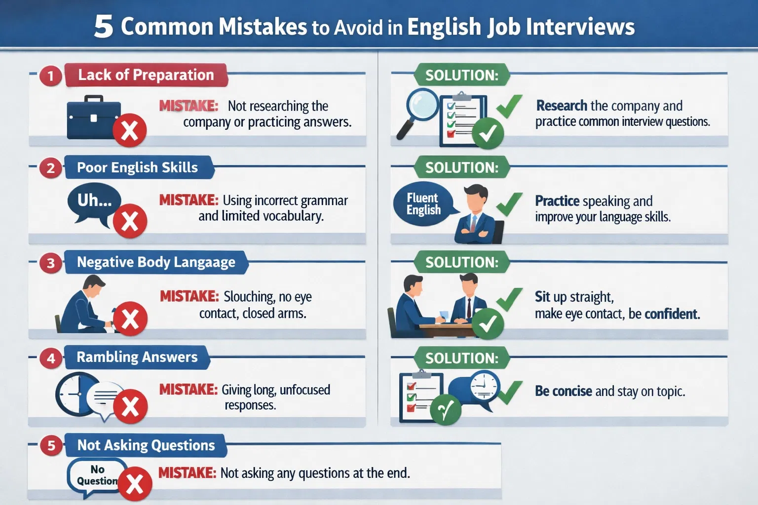 5 Common Mistakes to Avoid in English Job Interviews