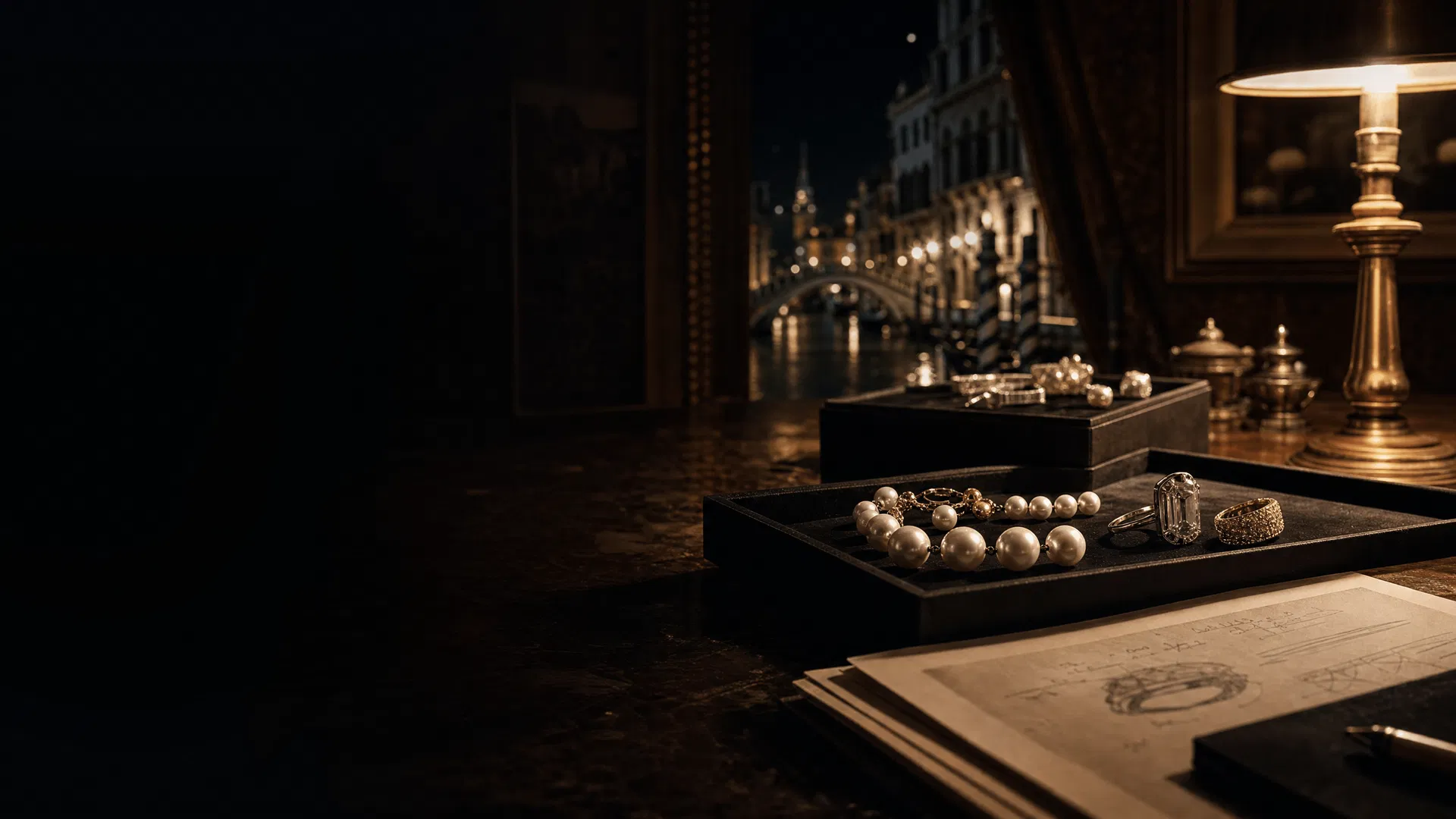 A private luxury jewelry salon behind a confidential access screen