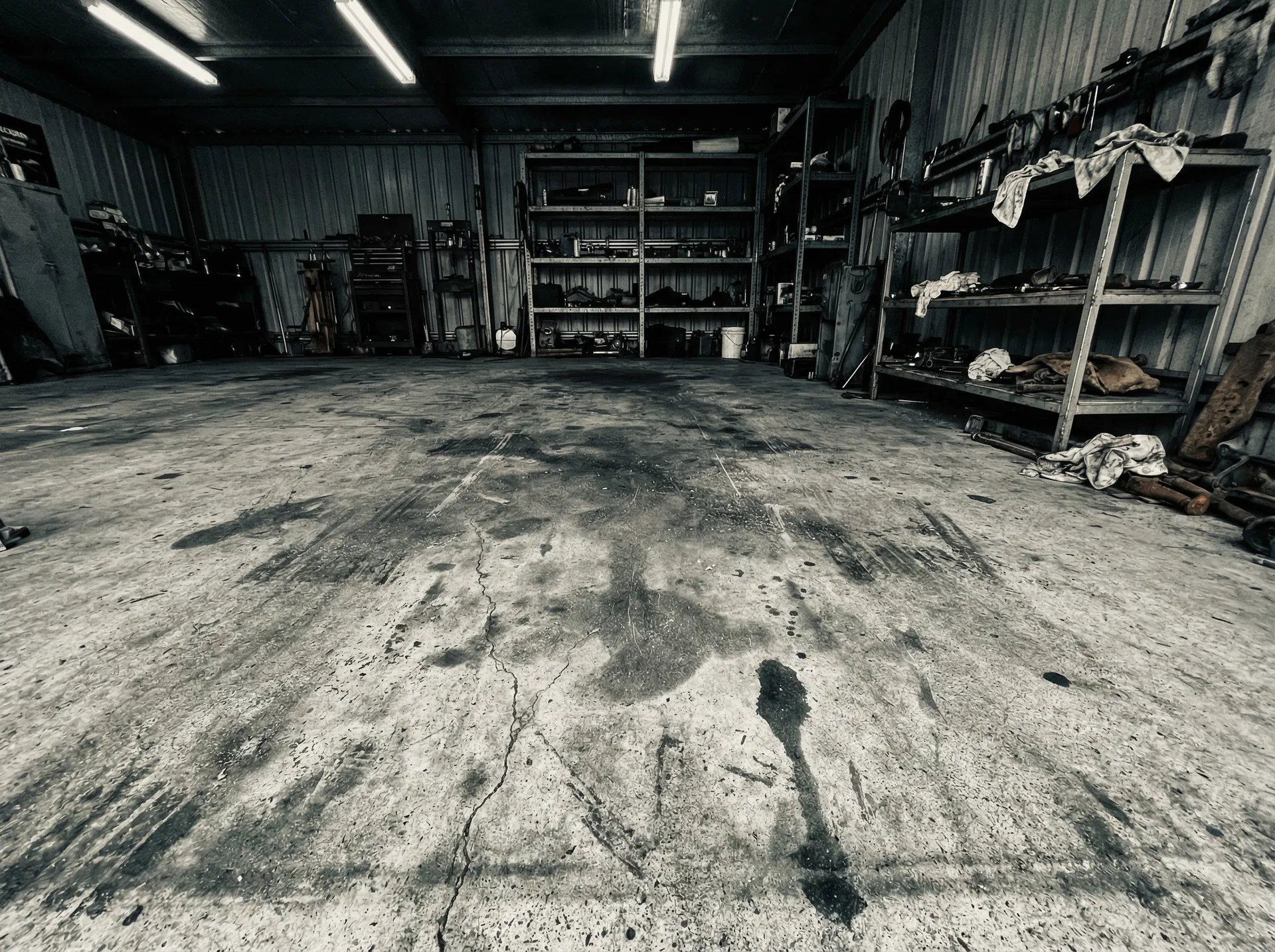 Before: bare concrete garage floor