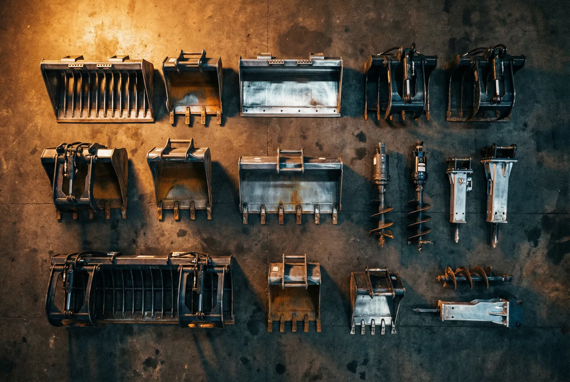 Heavy construction equipment attachments