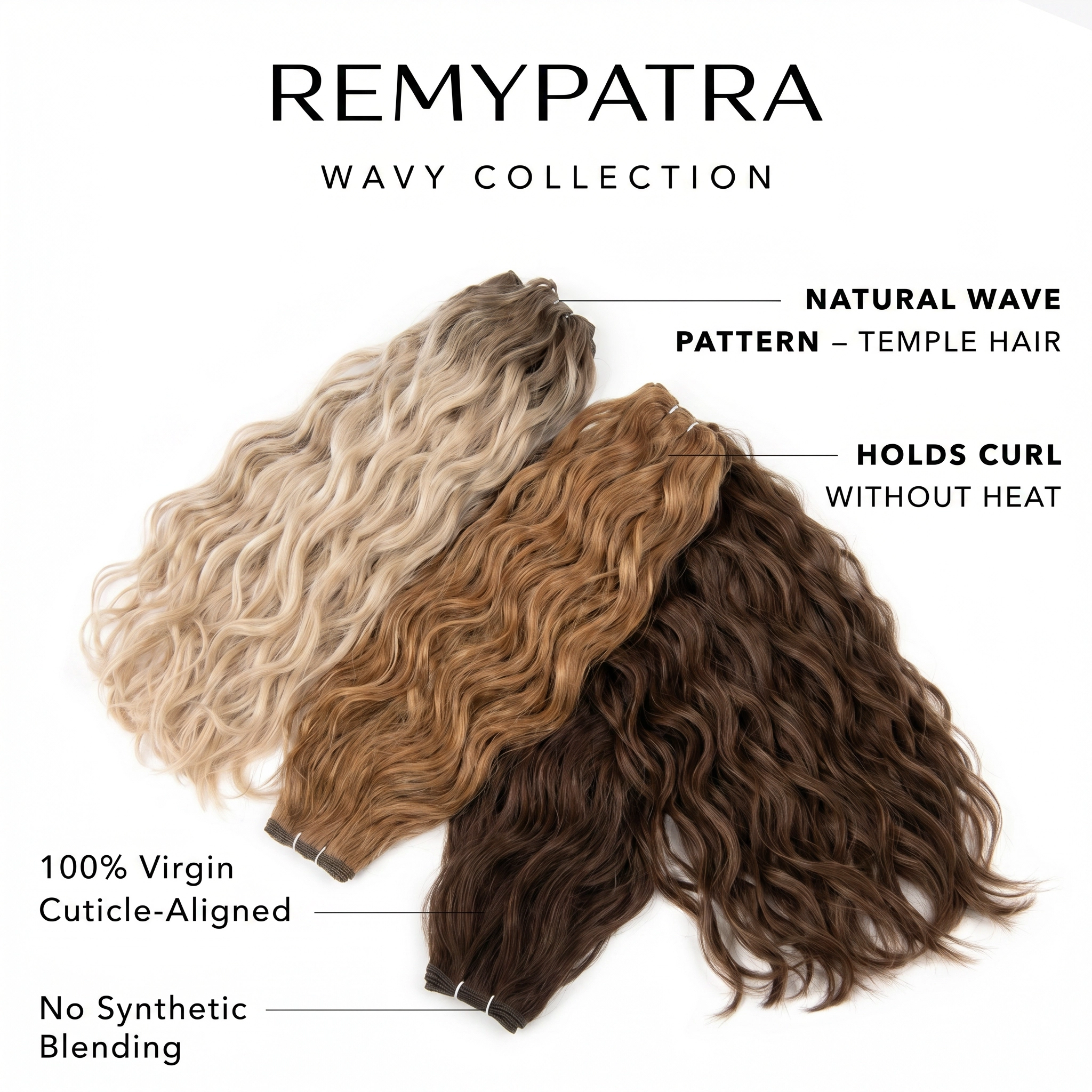 Wavy Collection — Natural Wave Pattern, Holds Curl Without Heat