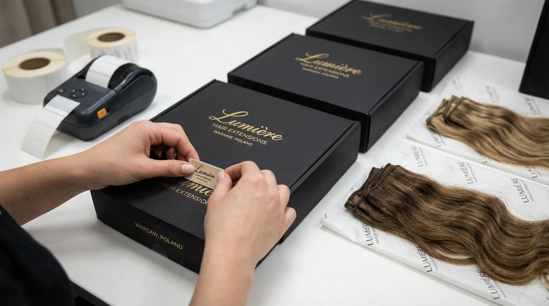 Private label hair extension packaging and labeling at Warsaw facility
