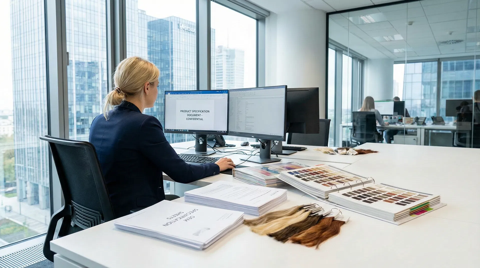 RemyPatra OEM specialist reviewing product specifications at Warsaw office