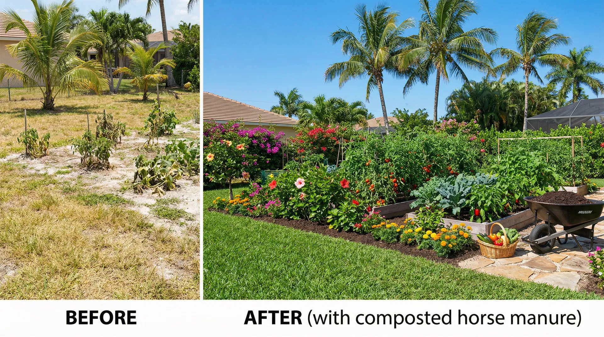 After using horse manure fertilizer - Davie Backyard Vegetable Garden