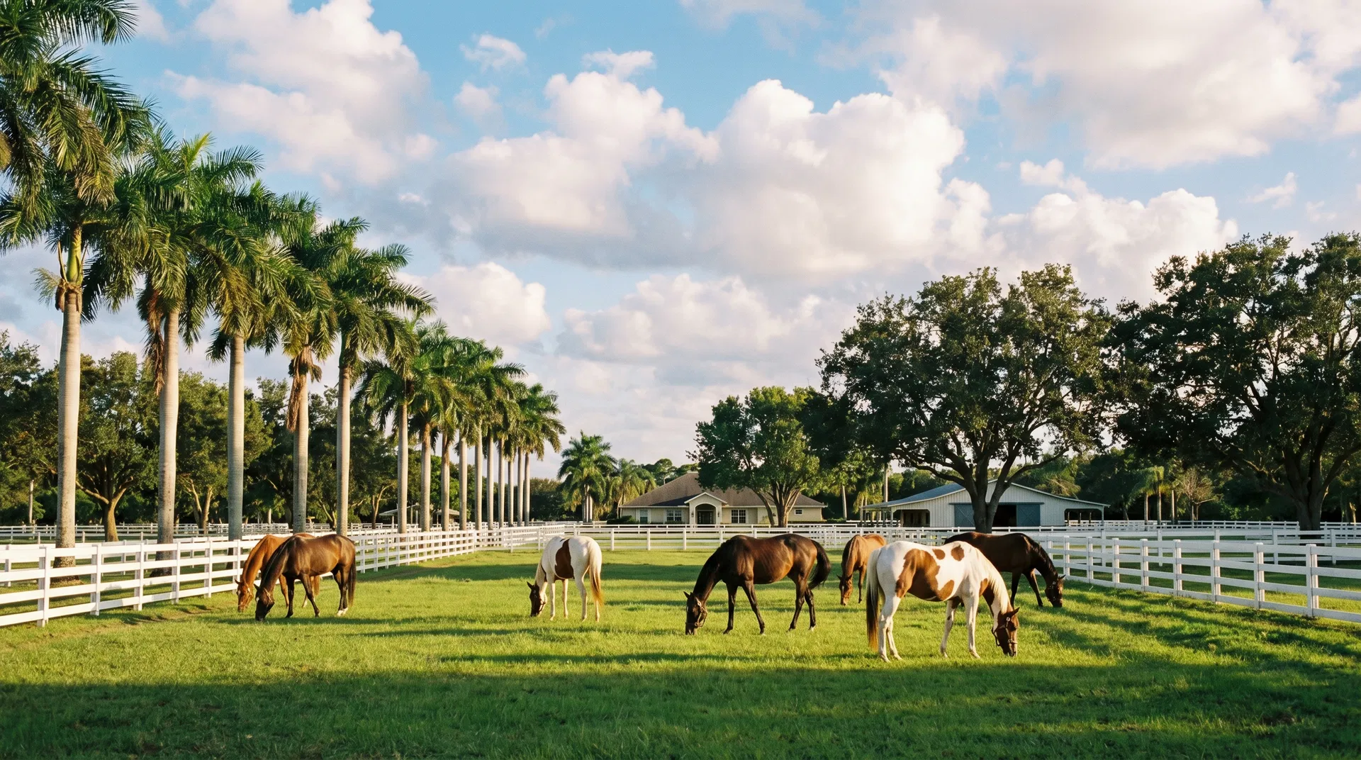Horses grazing on a South Florida pasture