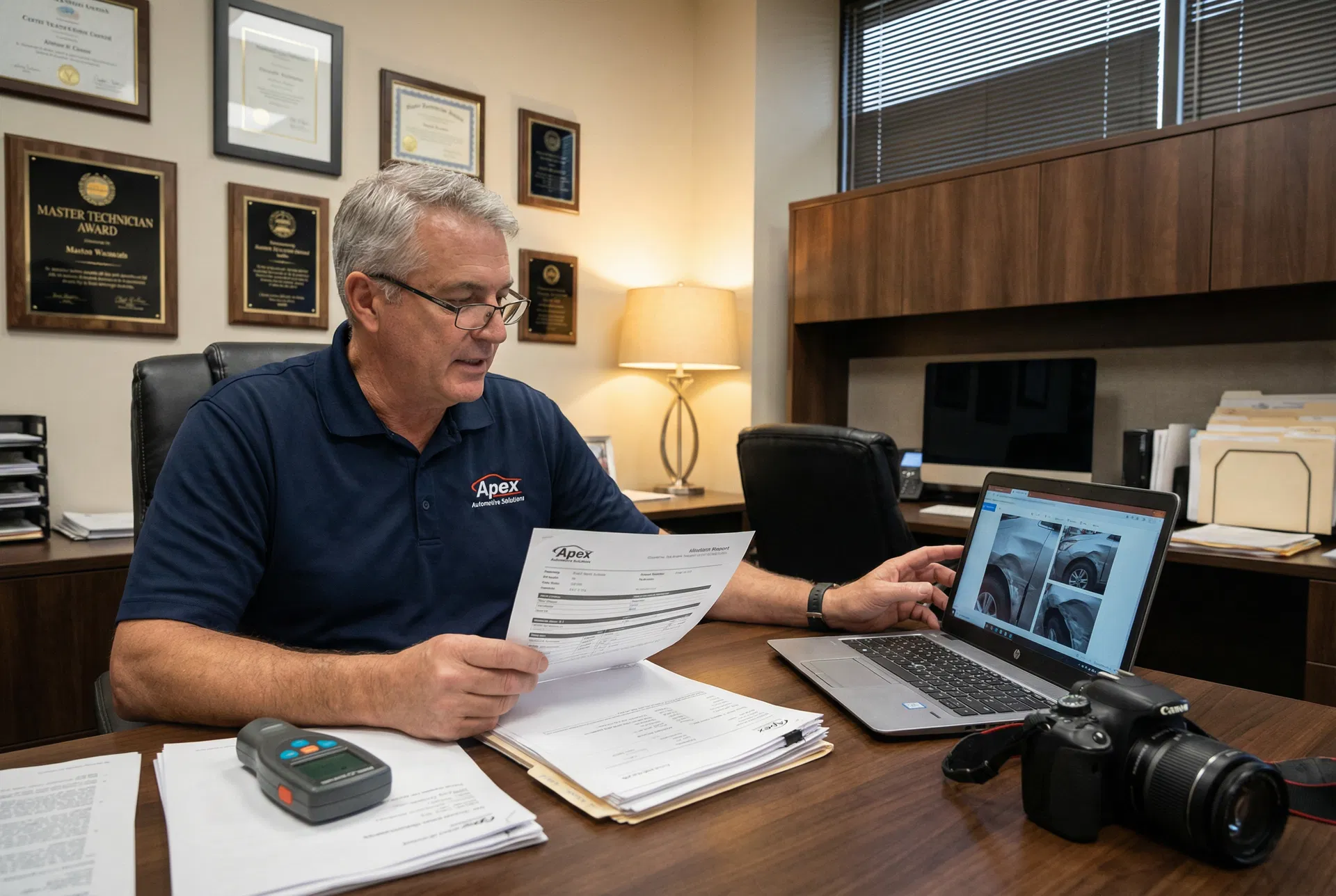 Robert McLeod reviewing inspection reports