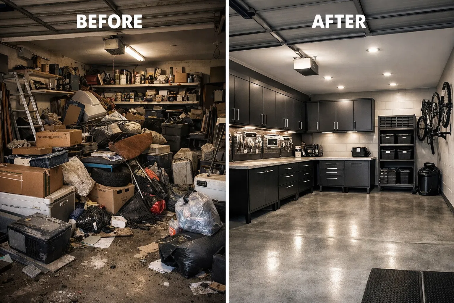 Before and after garage cleanout