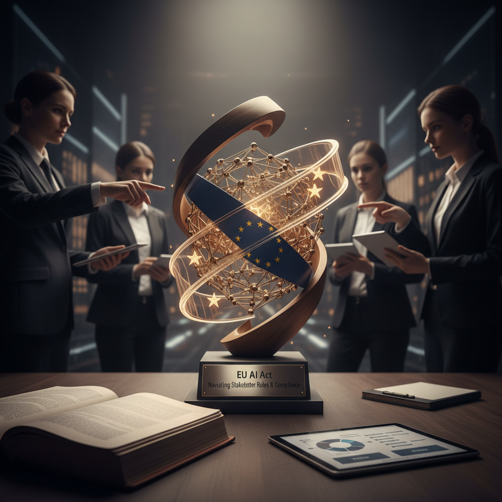 European Union flag with AI-related imagery, symbolizing the EU AI Act's regulatory impact.