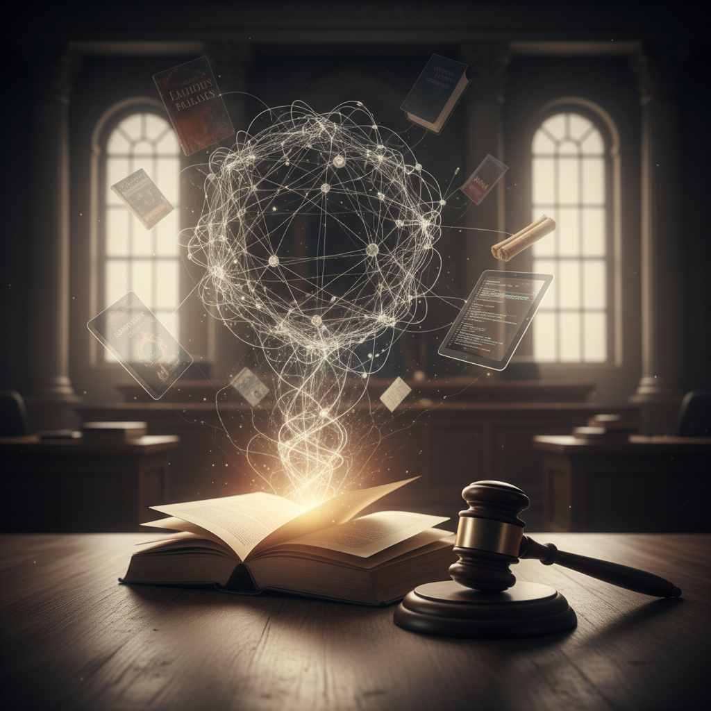 Illustration of AI letters on a computer motherboard, symbolizing the intersection of technology and law in AI training data disputes.