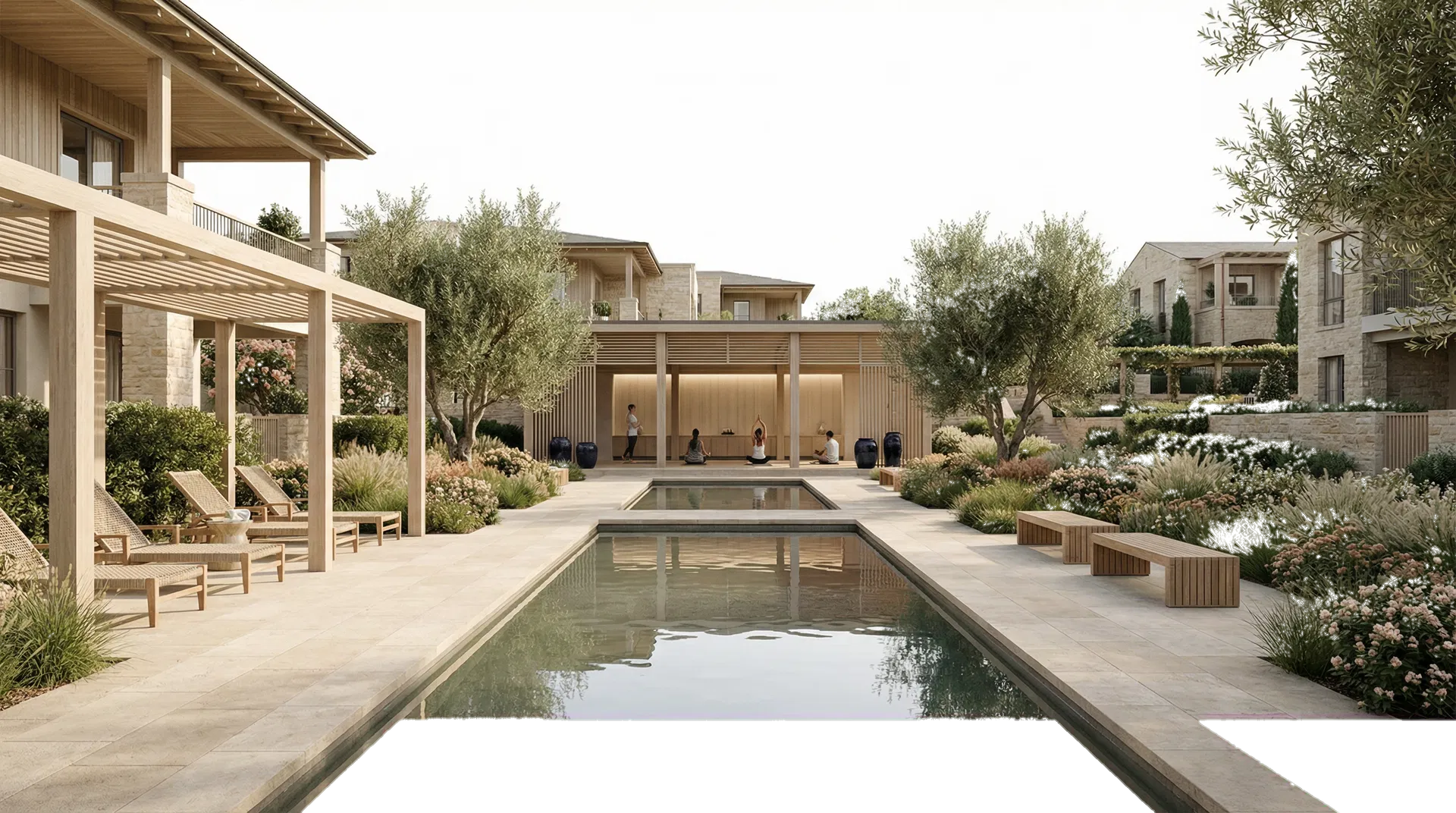 A healthy residential courtyard demonstrating the living:ful development model