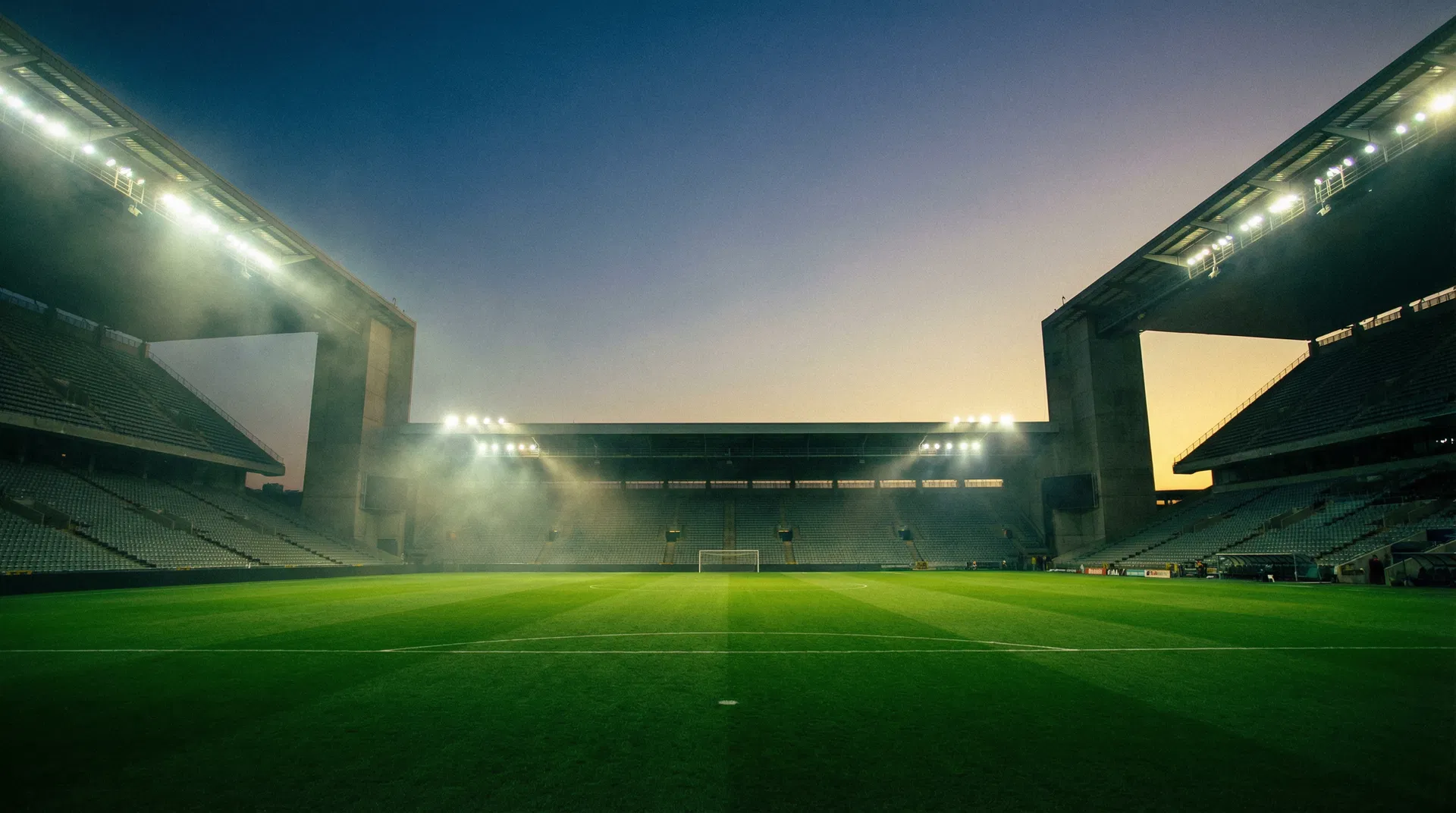Empty stadium at twilight