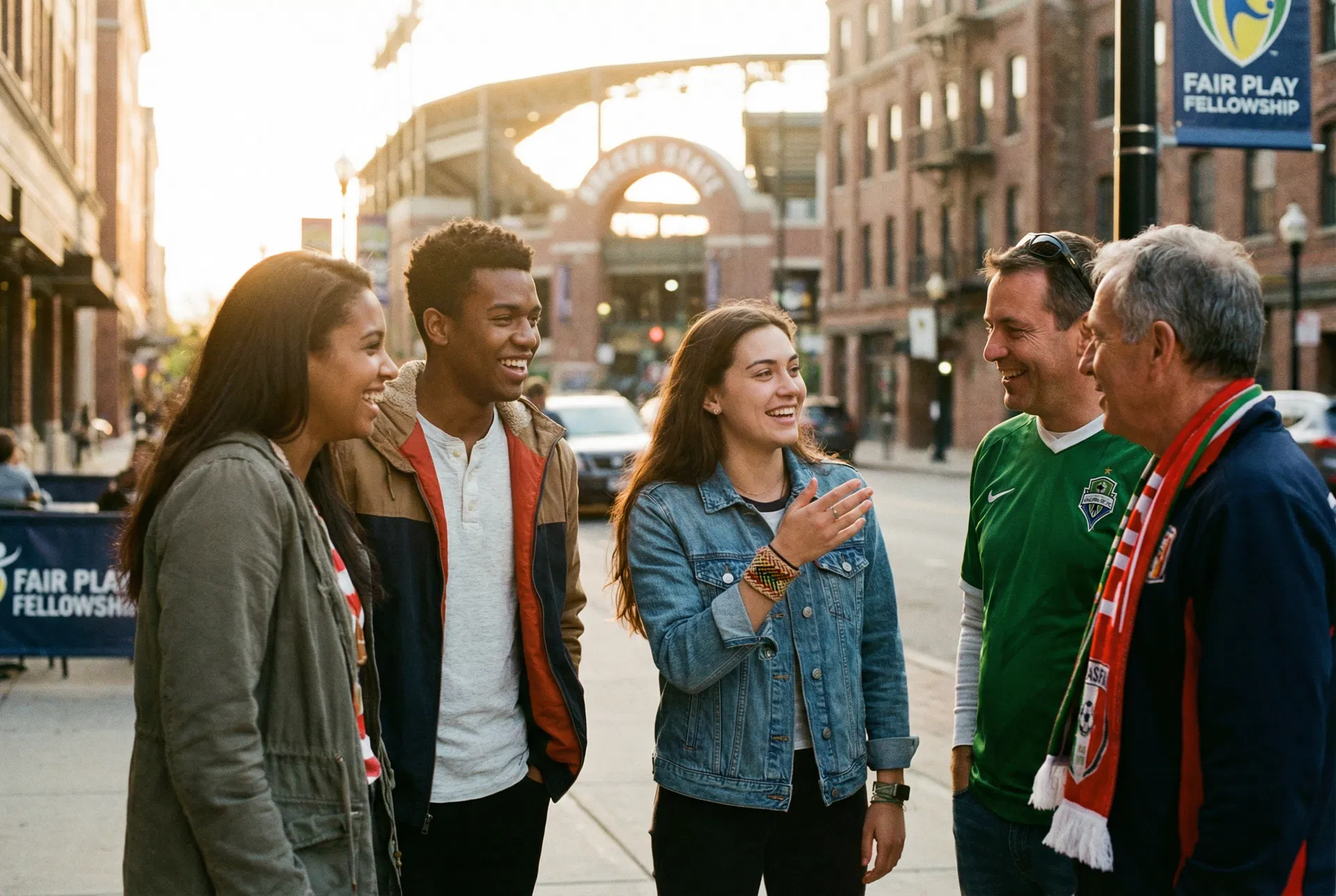 Street outreach near a soccer stadium
