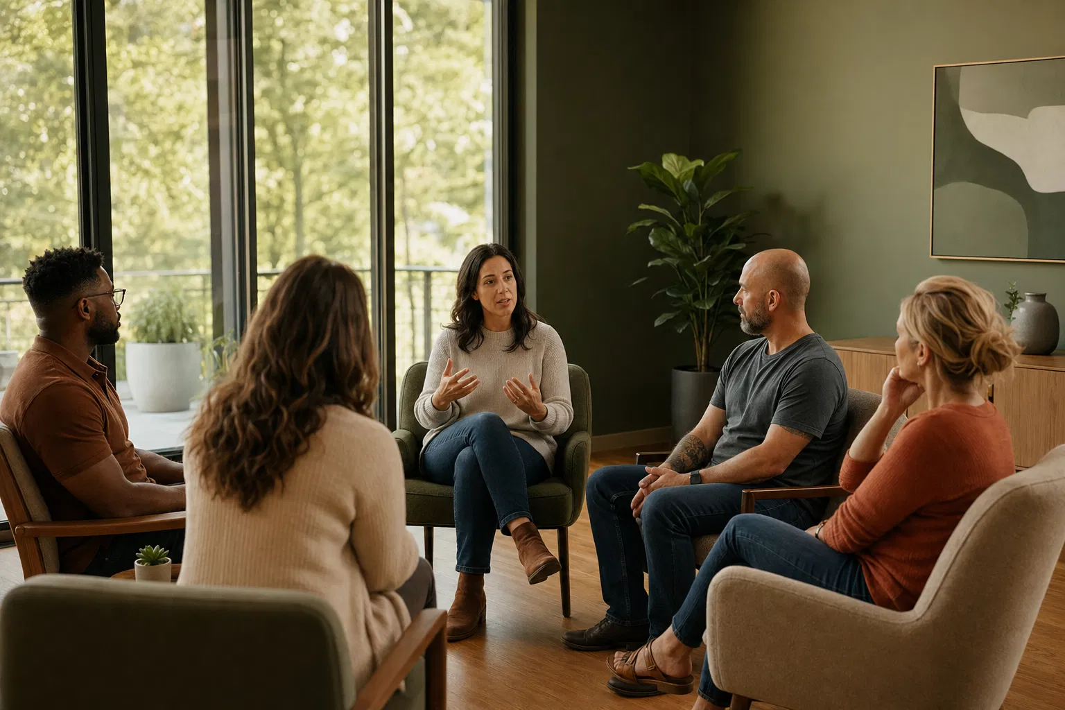 Recovery support group session at Mountainside NYC