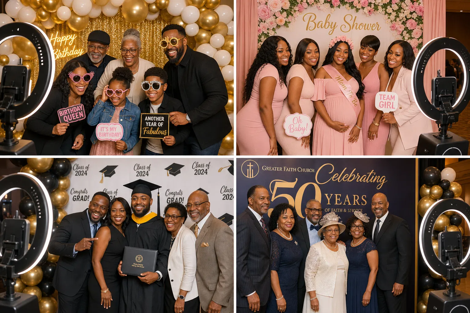 Birthday, baby shower, graduation, and church event celebrations