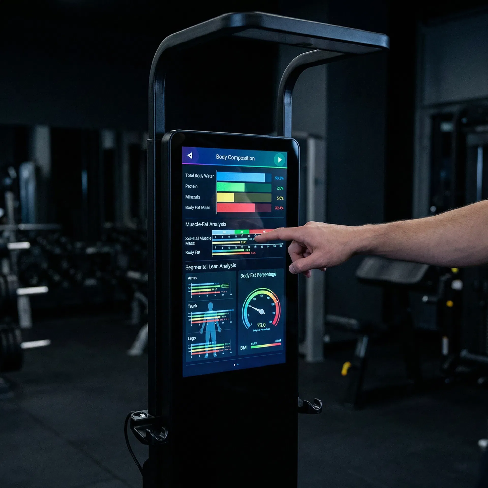 Écran Anovator A5 — données analyse corporelle