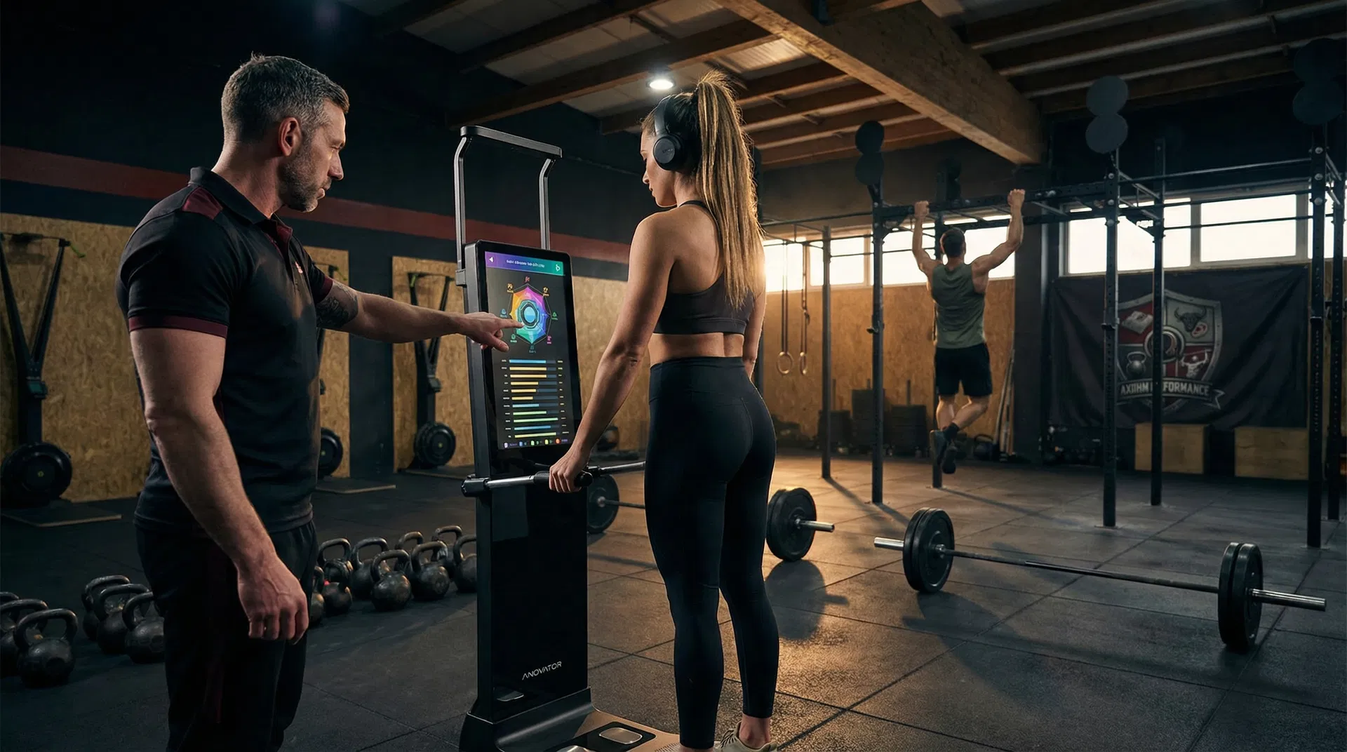 Geoffrey analyse une cliente athlétique sur Anovator A5