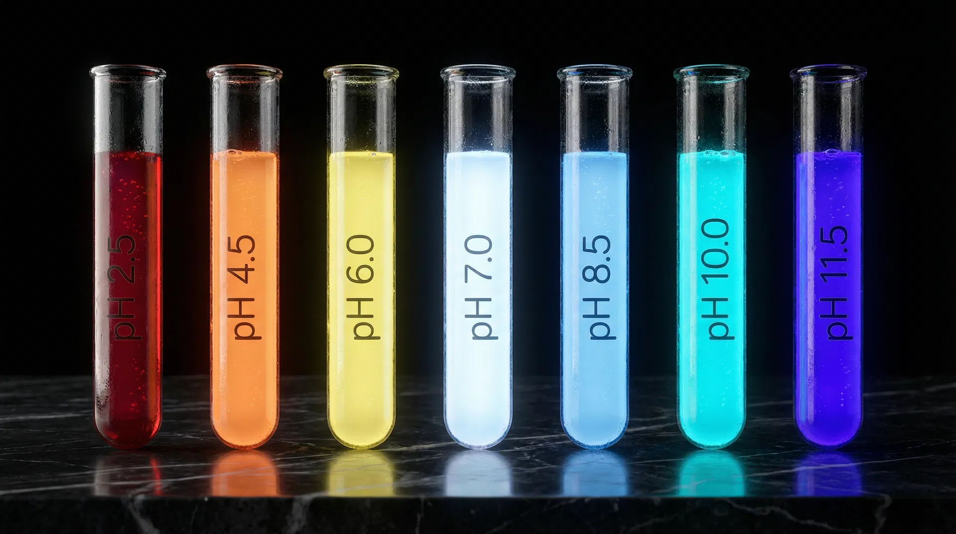 pH spectrum from 2.5 to 11.5 — the five water types