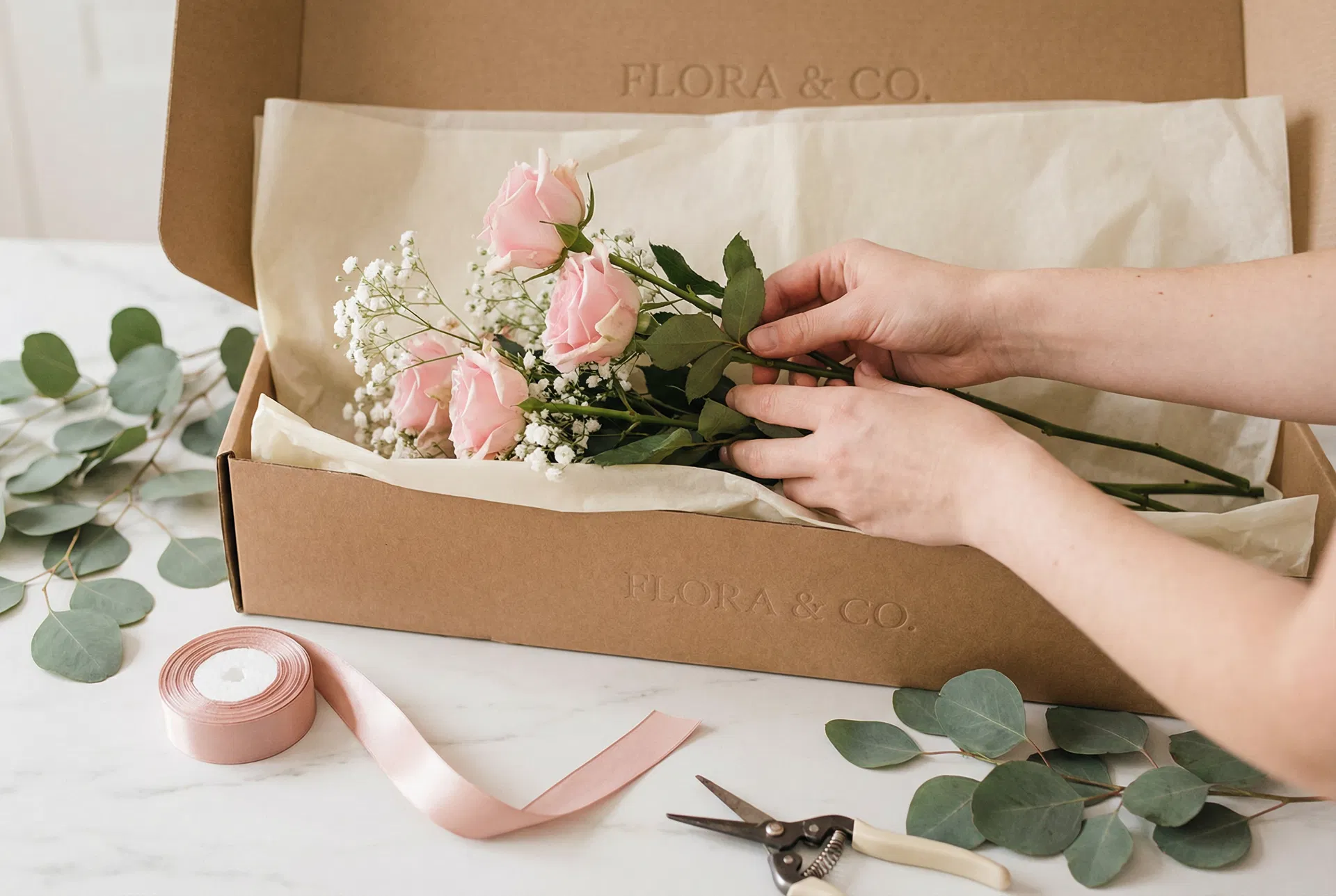 Carefully packed flower delivery