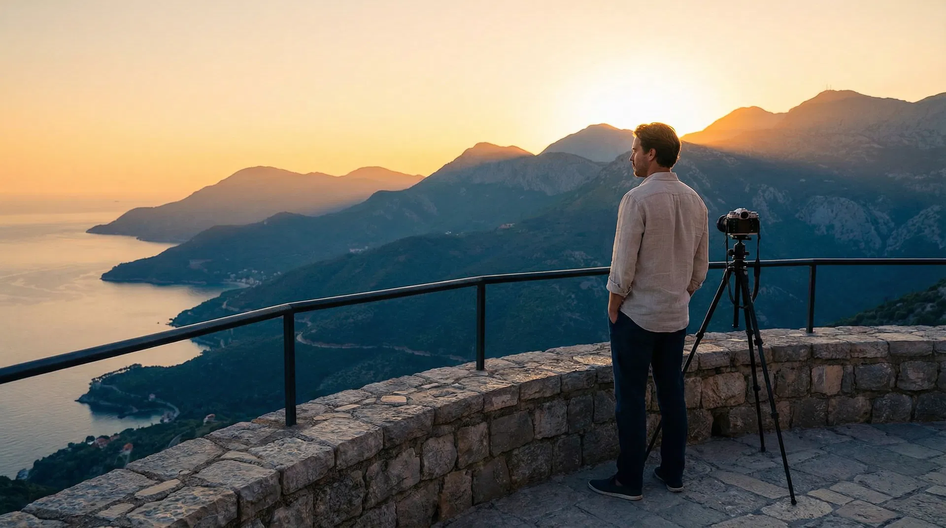 Andrew Killgore overlooking a scenic landscape