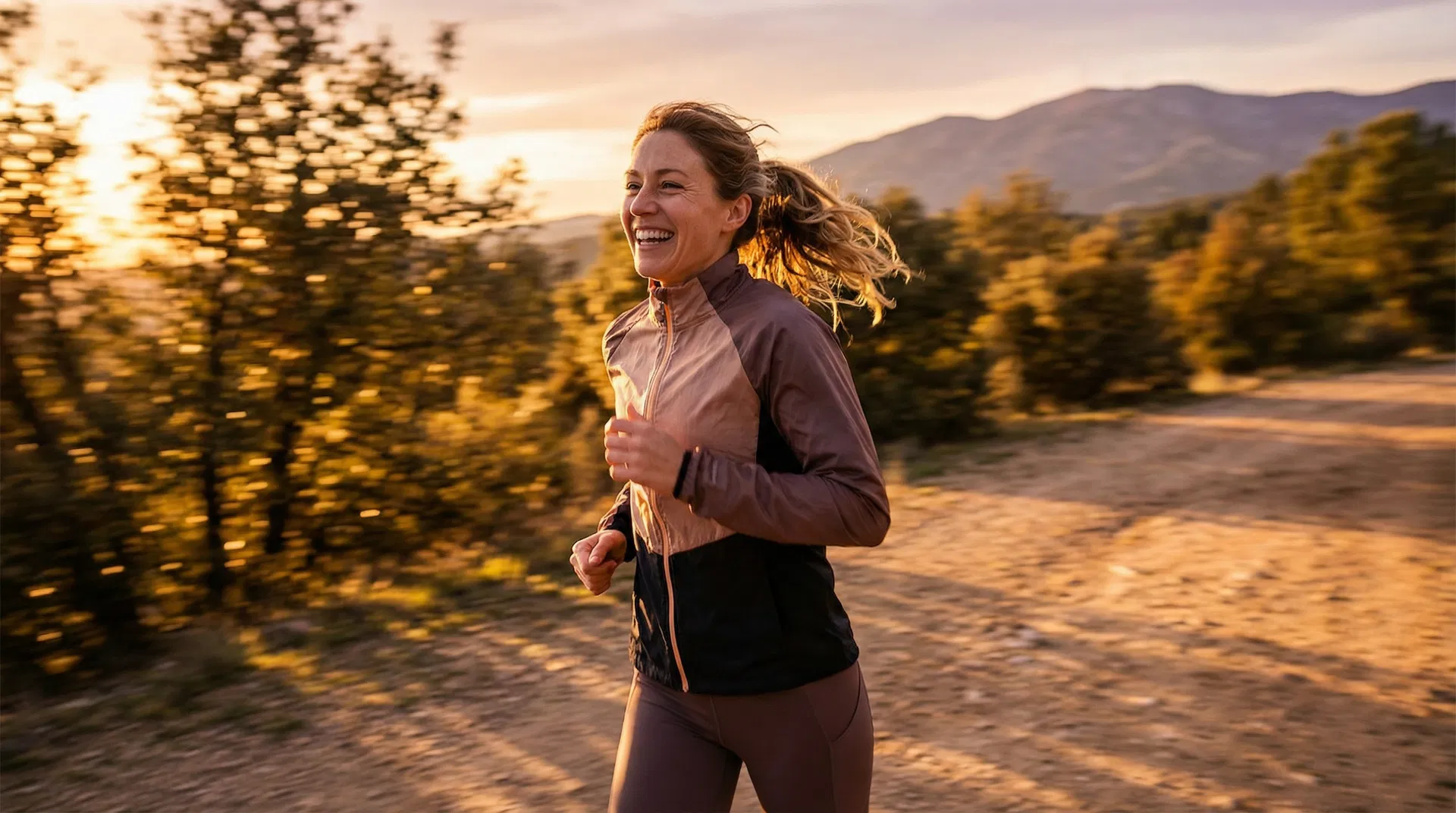 Sarah running at golden hour
