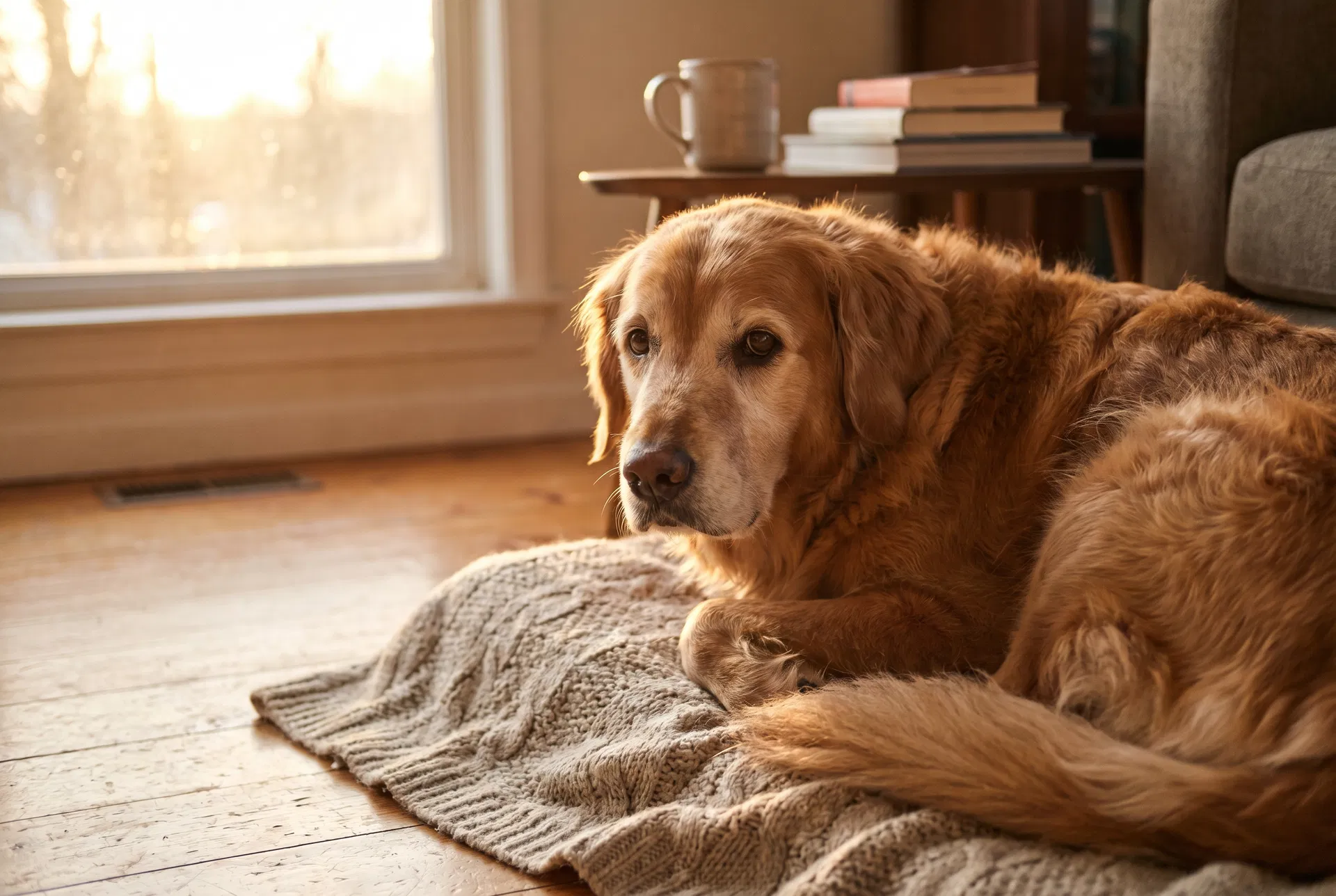 A peaceful senior dog resting comfortably