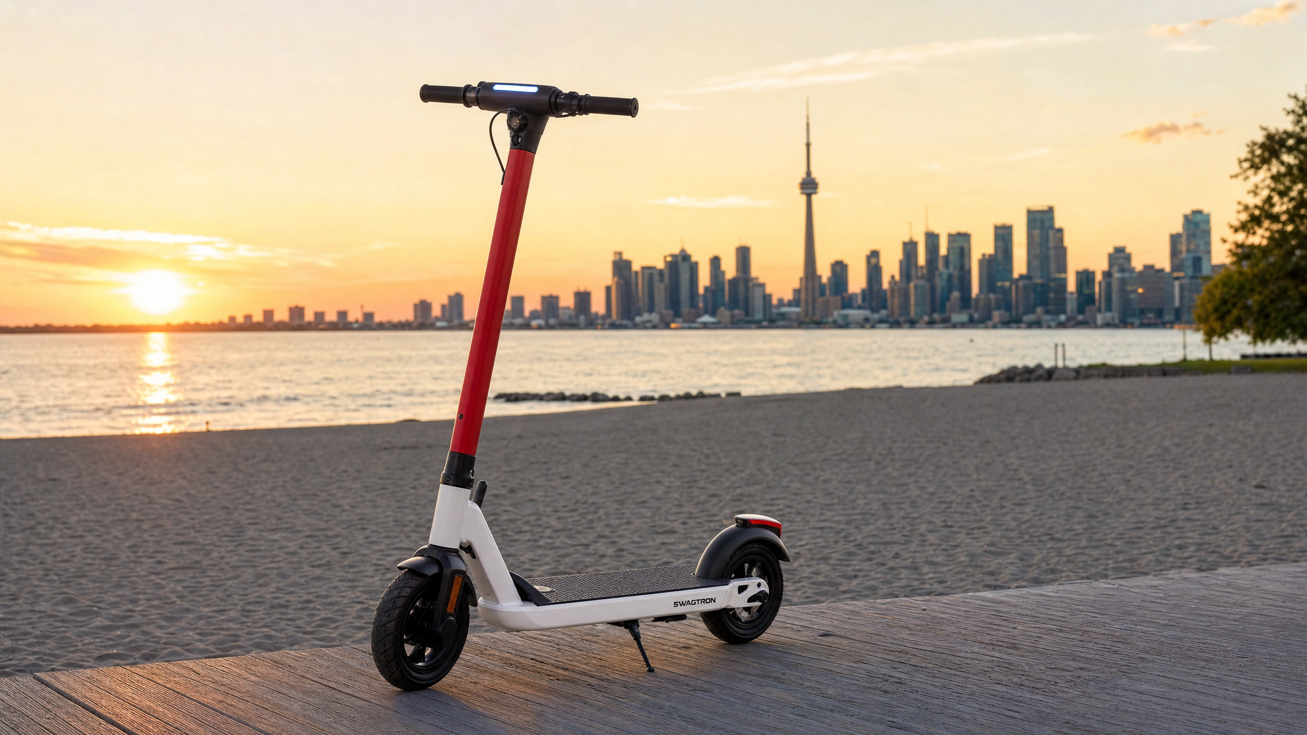 E-Scooter at Sunnyside Beach with Toronto skyline