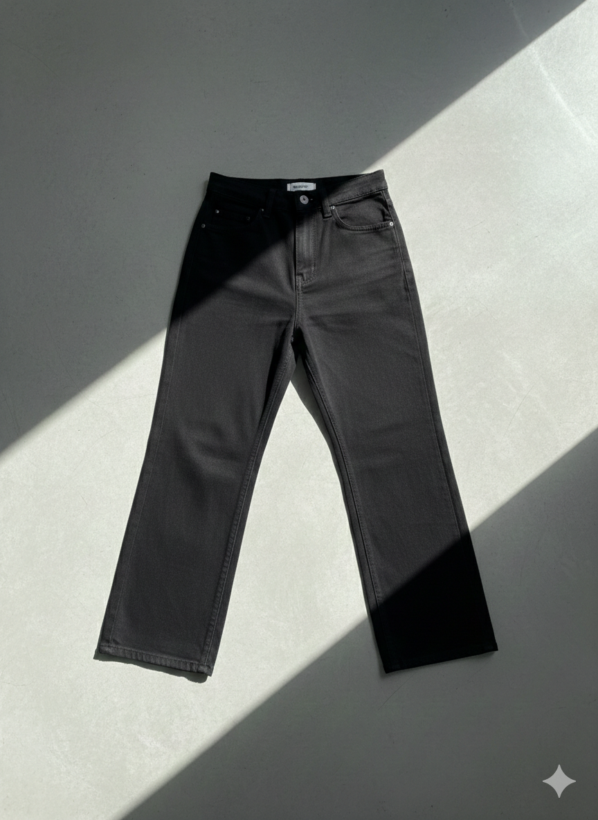 WMN'S WIDE LEG JEANS BLACK BF-0773