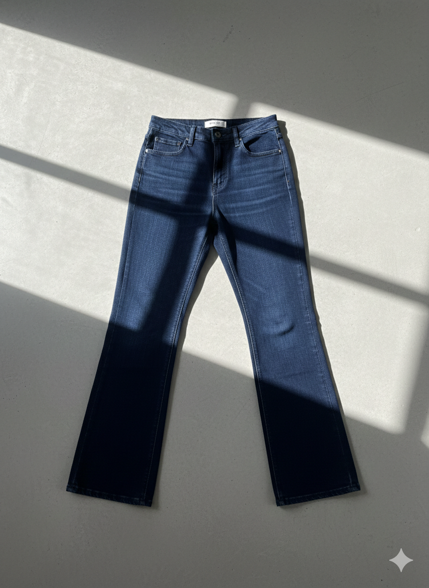 WMN'S WIDE LEG JEANS BLUE LY603