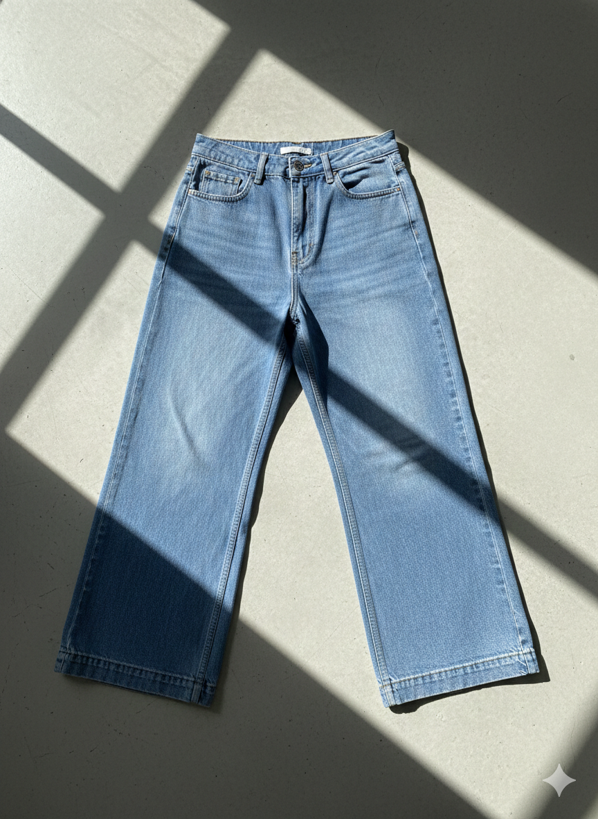 WMN'S WIDE LEG JEANS BLUE 26086