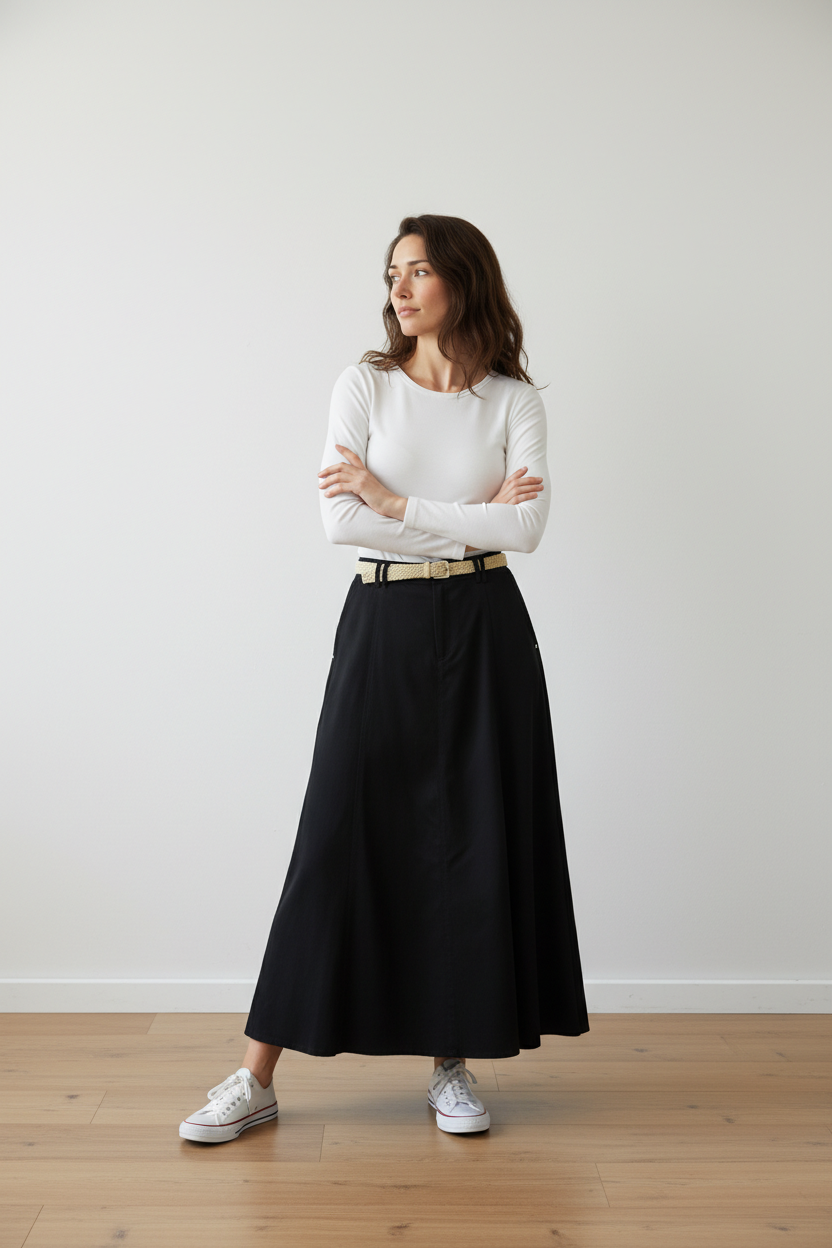 Iine maxi skirt BIACK 26019