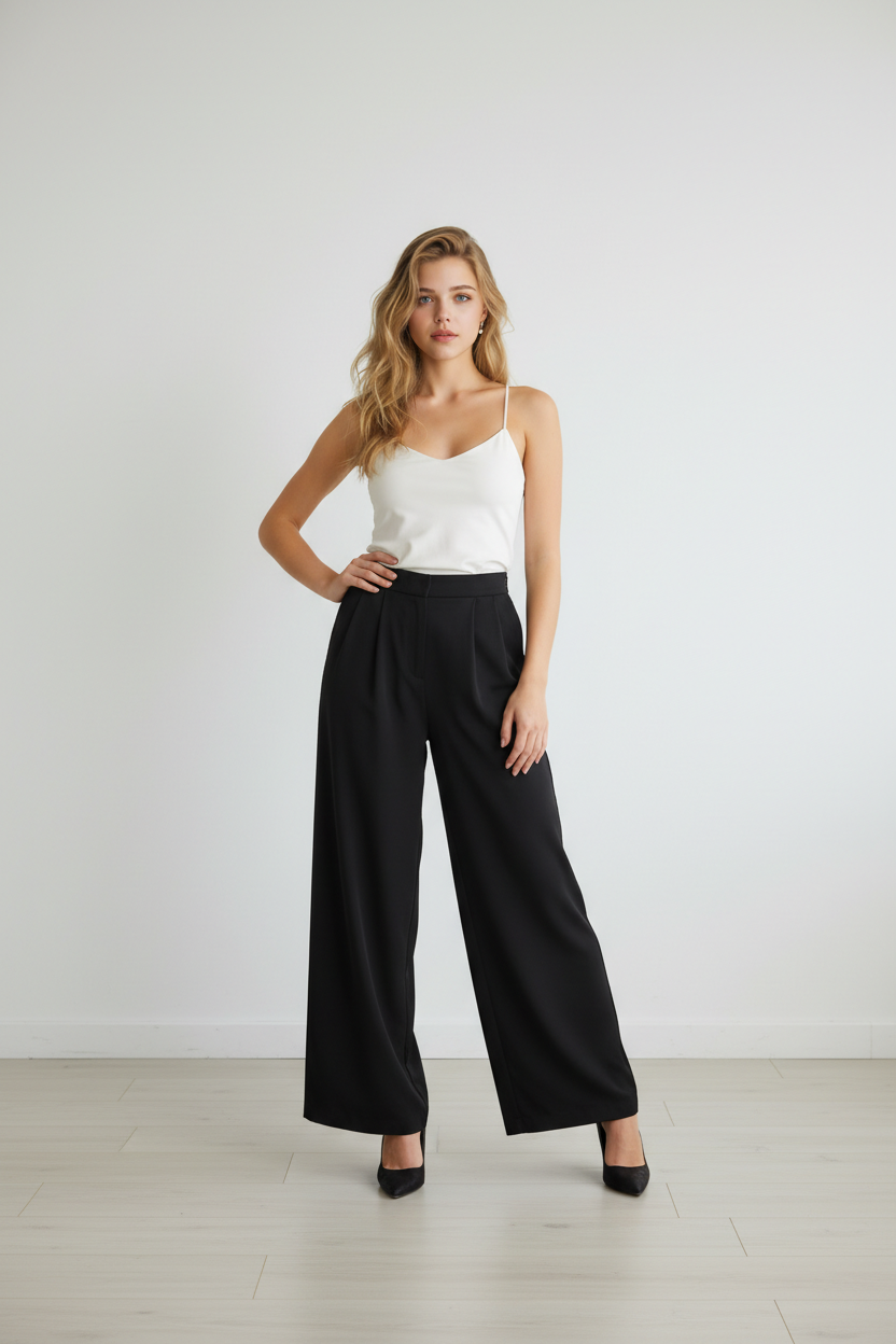 WMN'S PANTS WIDE LEG black 26014