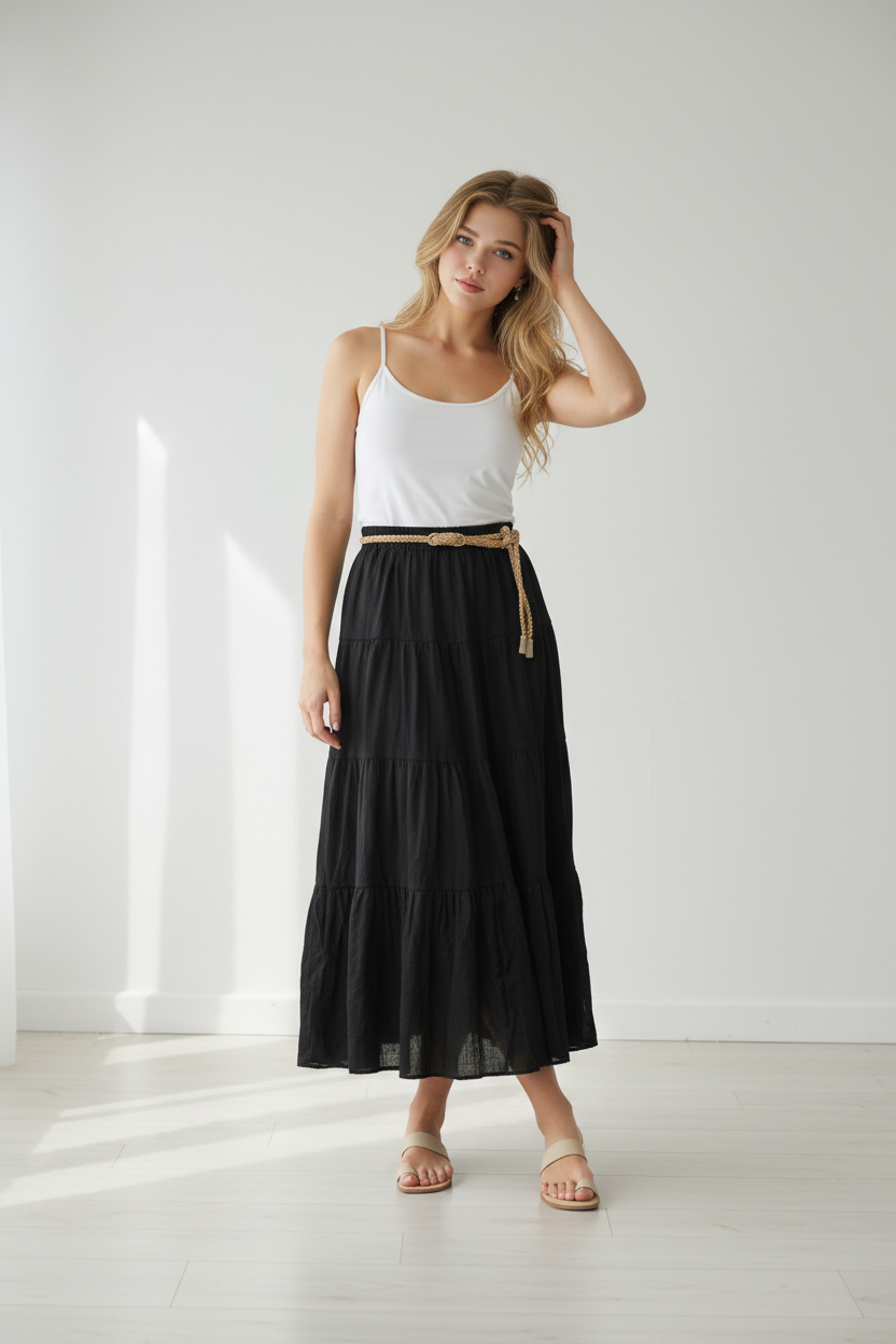 Tiered SKirt BLACK 26017