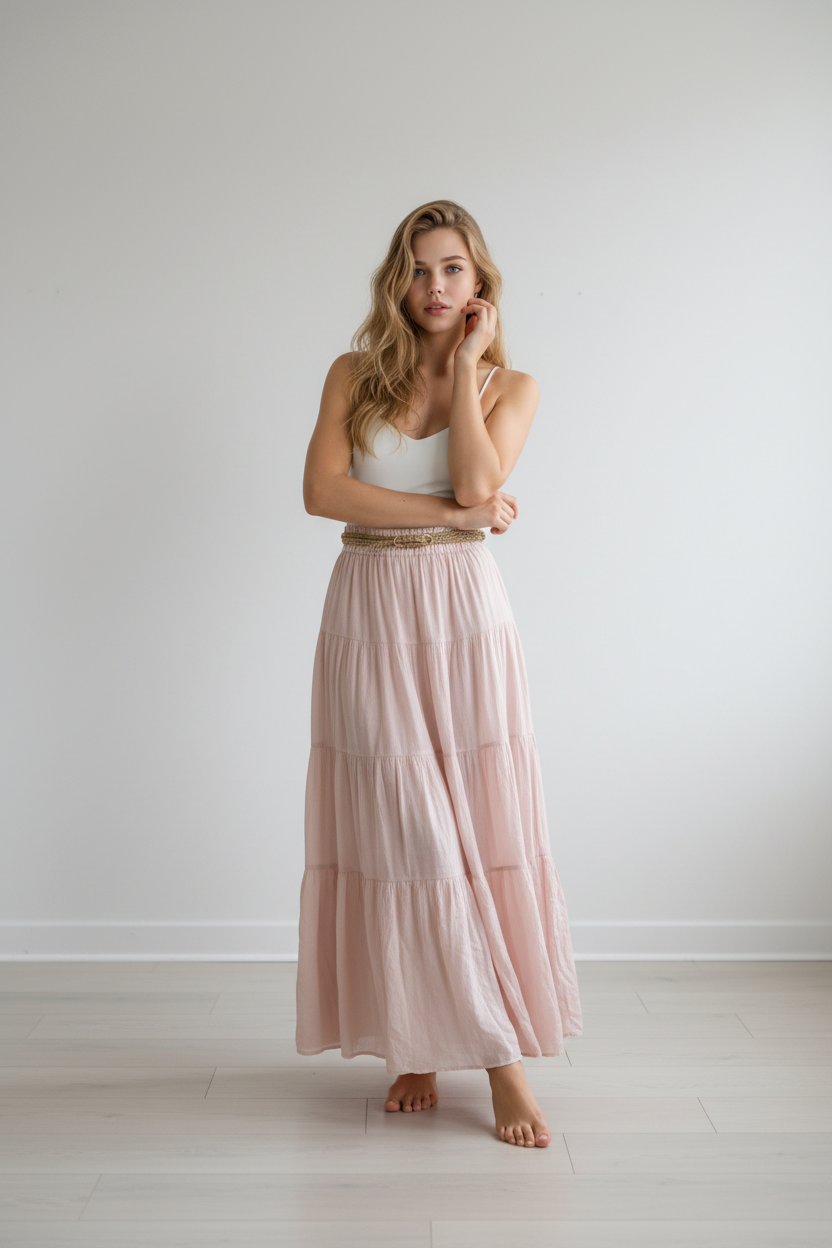 Tiered SKirt pink 26017