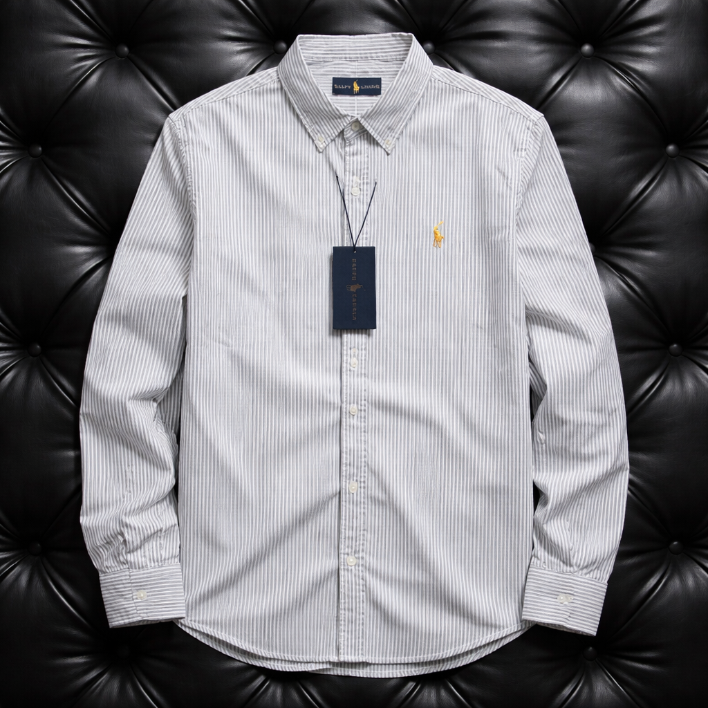 RALPH POLO SHIRT LONG SLEEVE STRIPED GREY 204116/5