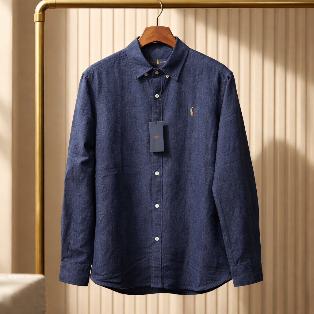 RALPH POLO LINEN SHIRT LONG SLEEVE NAVY BIUE 209134/4