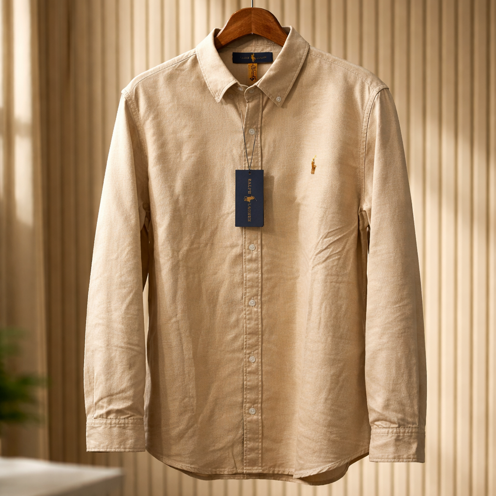 RALPH POLO LINEN SHIRT LONG SLEEVE BEIGE 204134-5