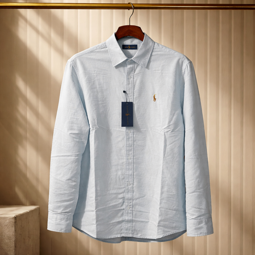 RALPH POLO LINEN SHIRT LONG SLEEVE BABY BLUE 204134-3