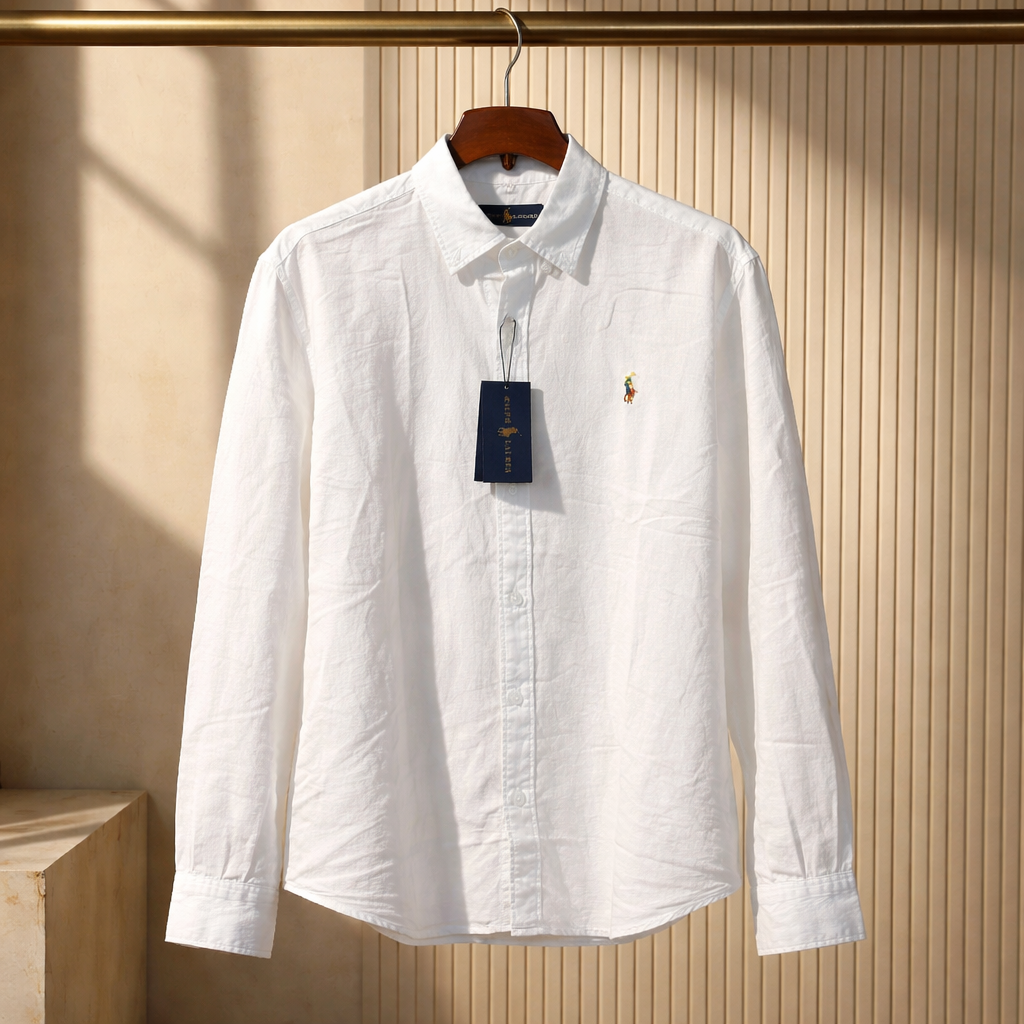 RALPH POLO LINEN SHIRT LONG SLEEVE WHITE 204131-1