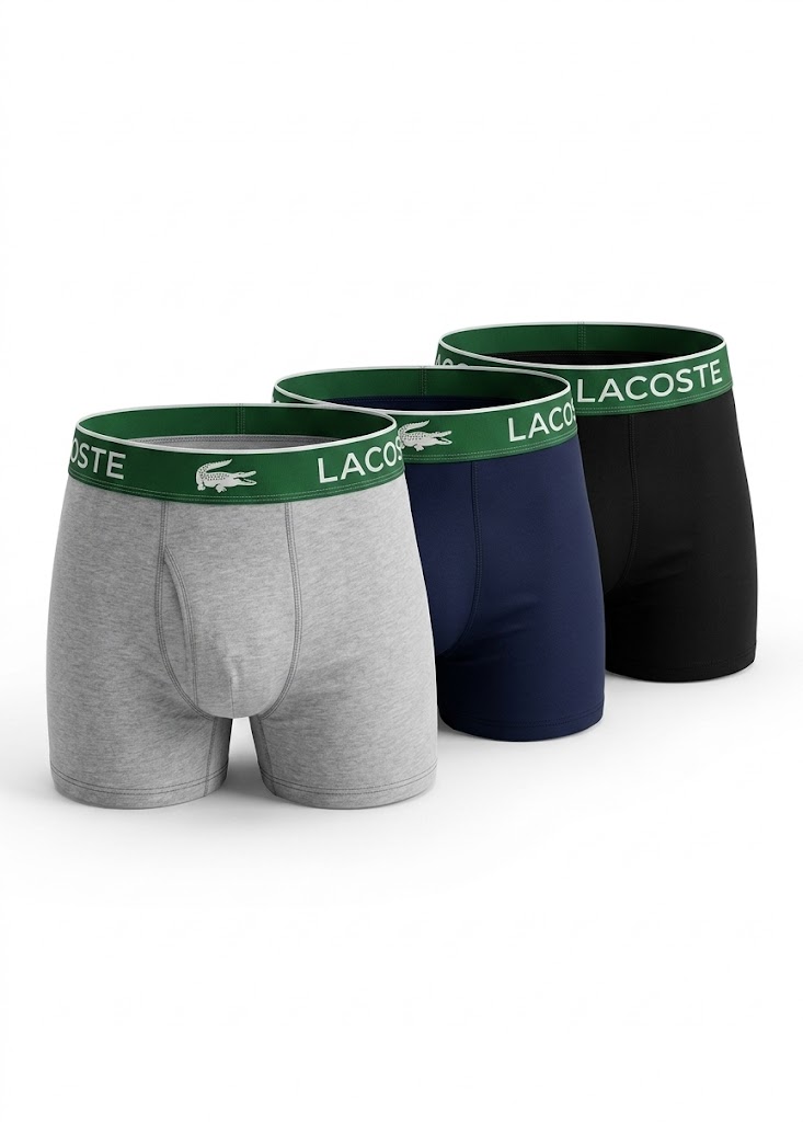 Men’s 3-Pack Premium Cotton Boxer Briefs – Grey, Navy & Black 