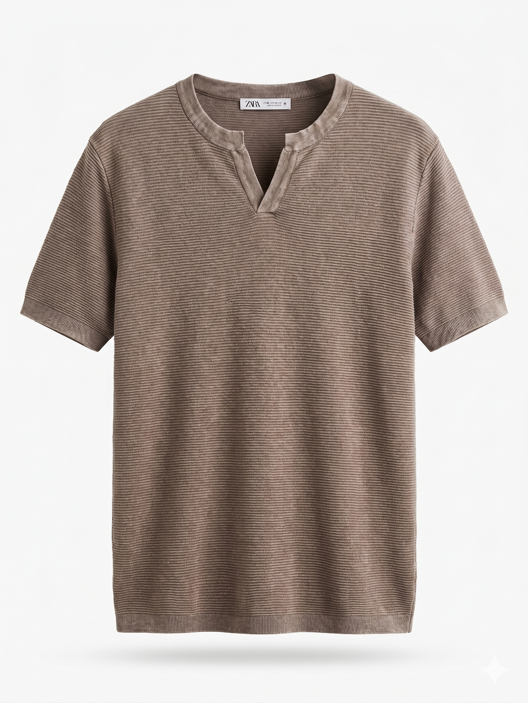 ZARA Striped Knit T-Shirt – Taupe