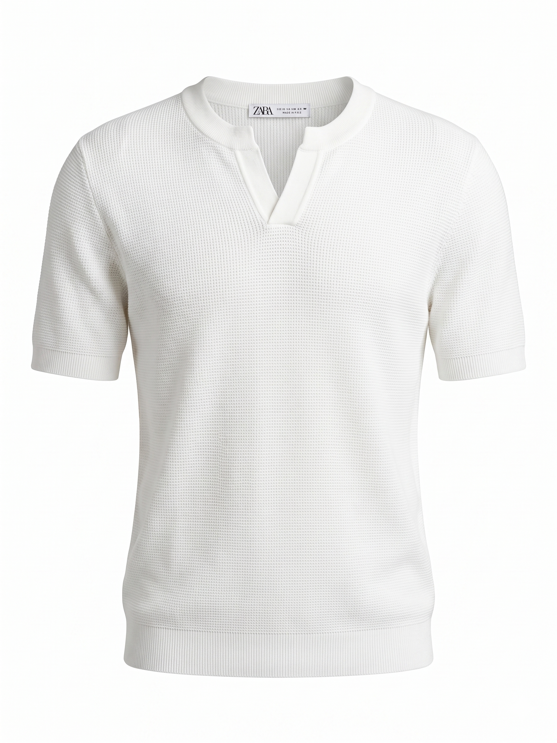 ZARA Textured Knit T-Shirt – White