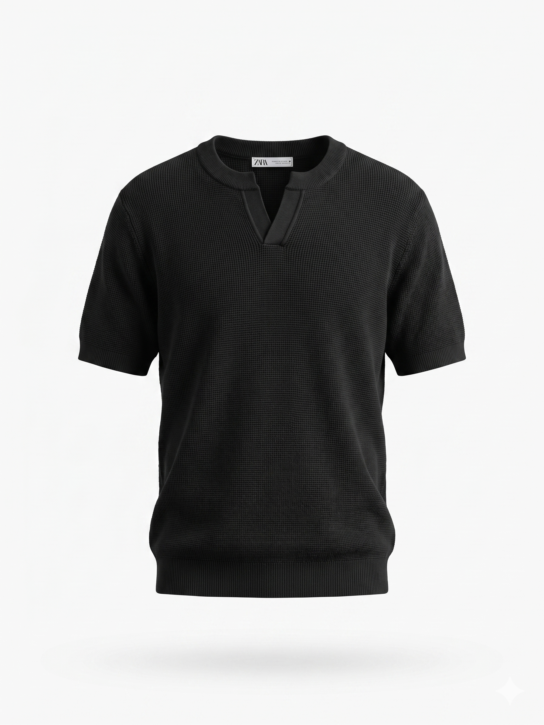 ZARA Textured Knit T-Shirt – Black
