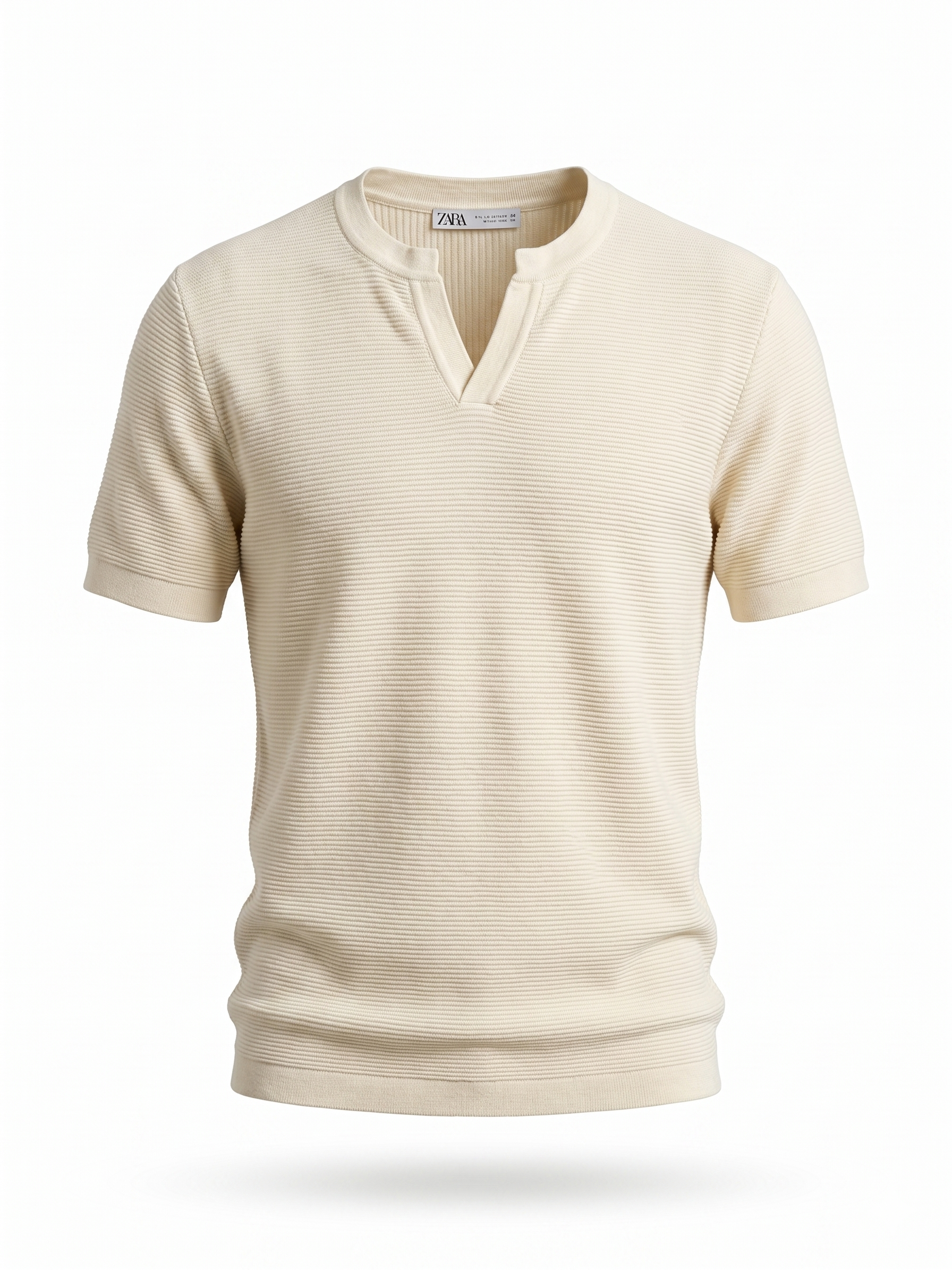 ZARA Textured Knit T-Shirt – Light Beige